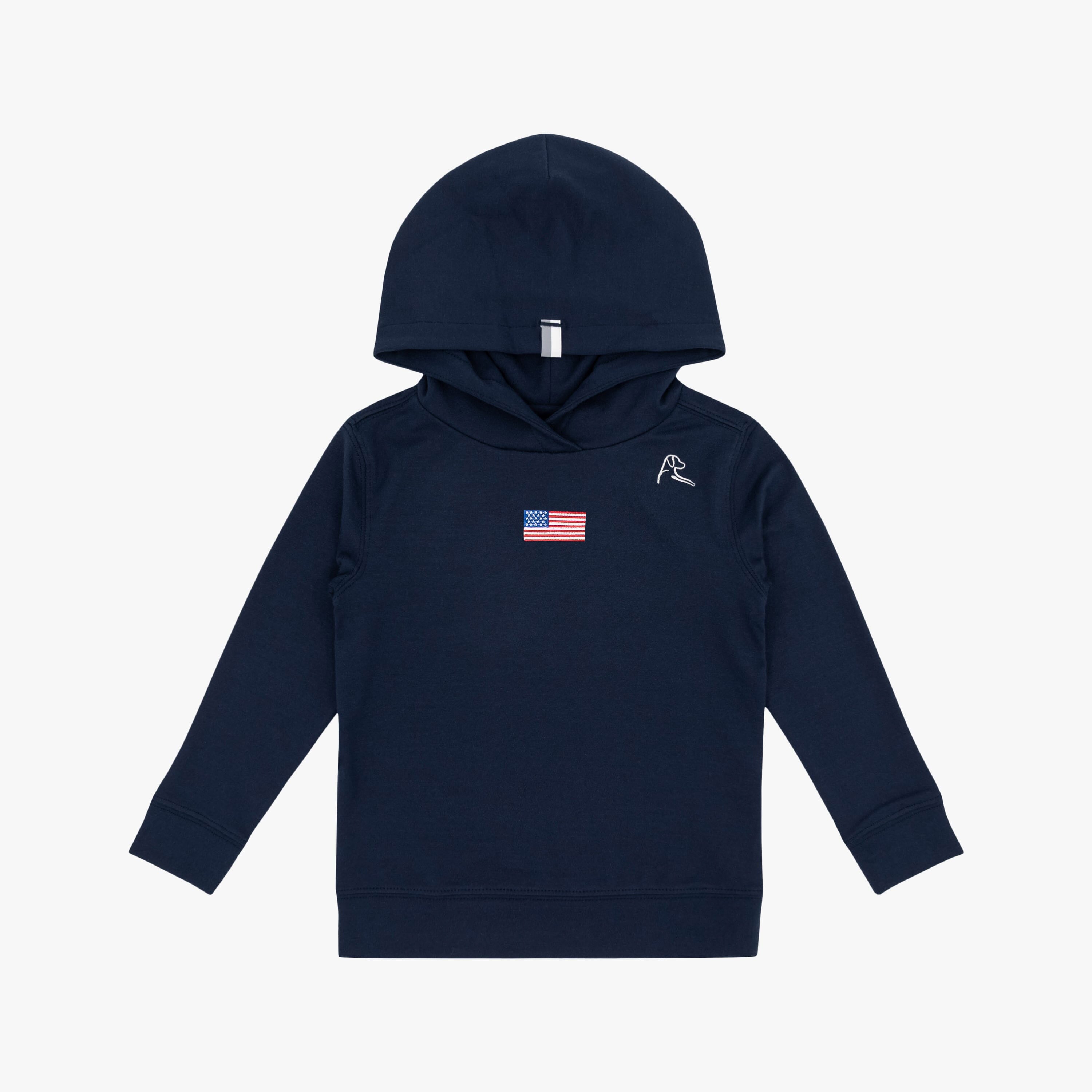 Lil' Hesi Performance Hoodie | Solid - Fleet Navy - USA FLAG 3