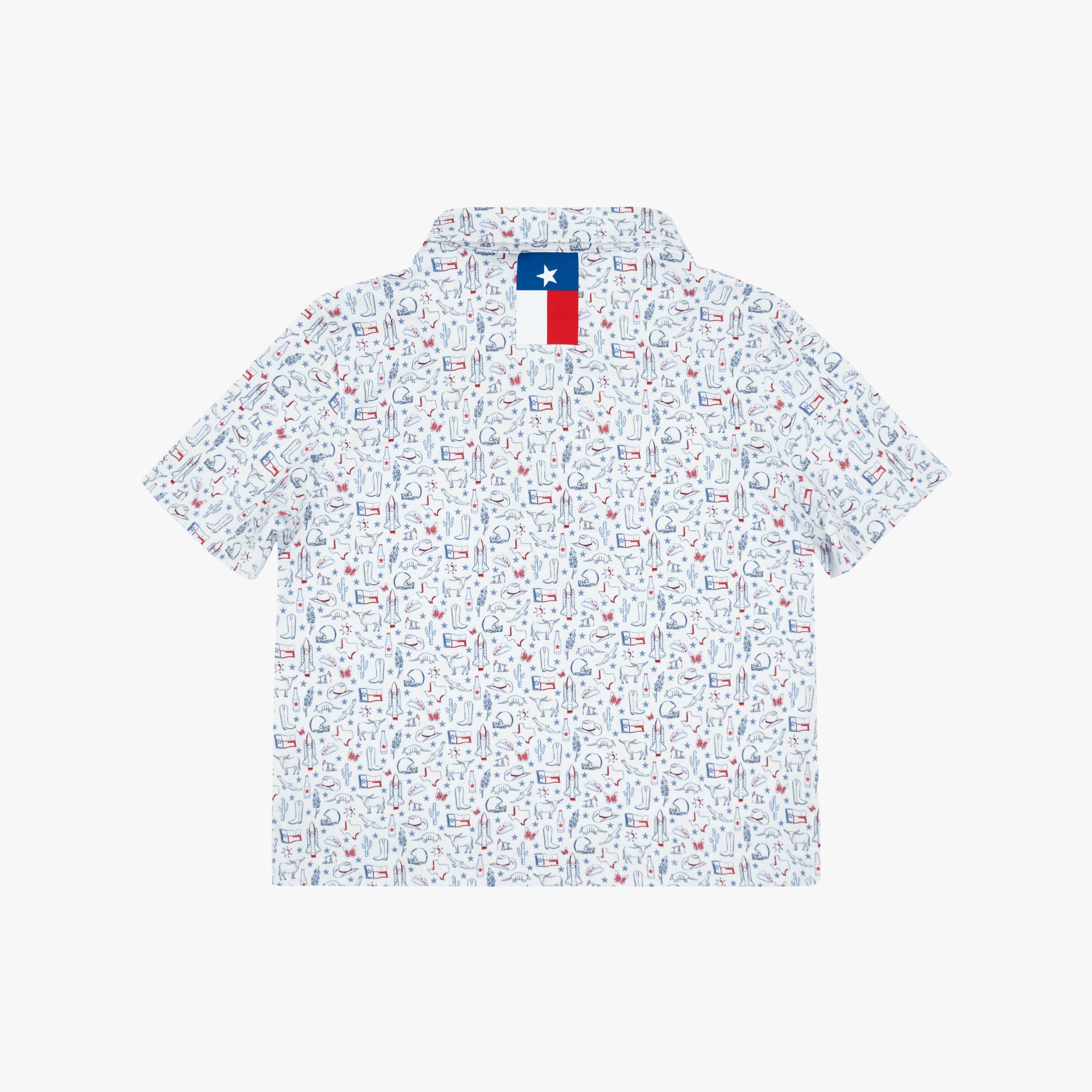 Alternative view of The Lil' Texan | Performance Polo | The Texan - White/Short Stop Blue - TX