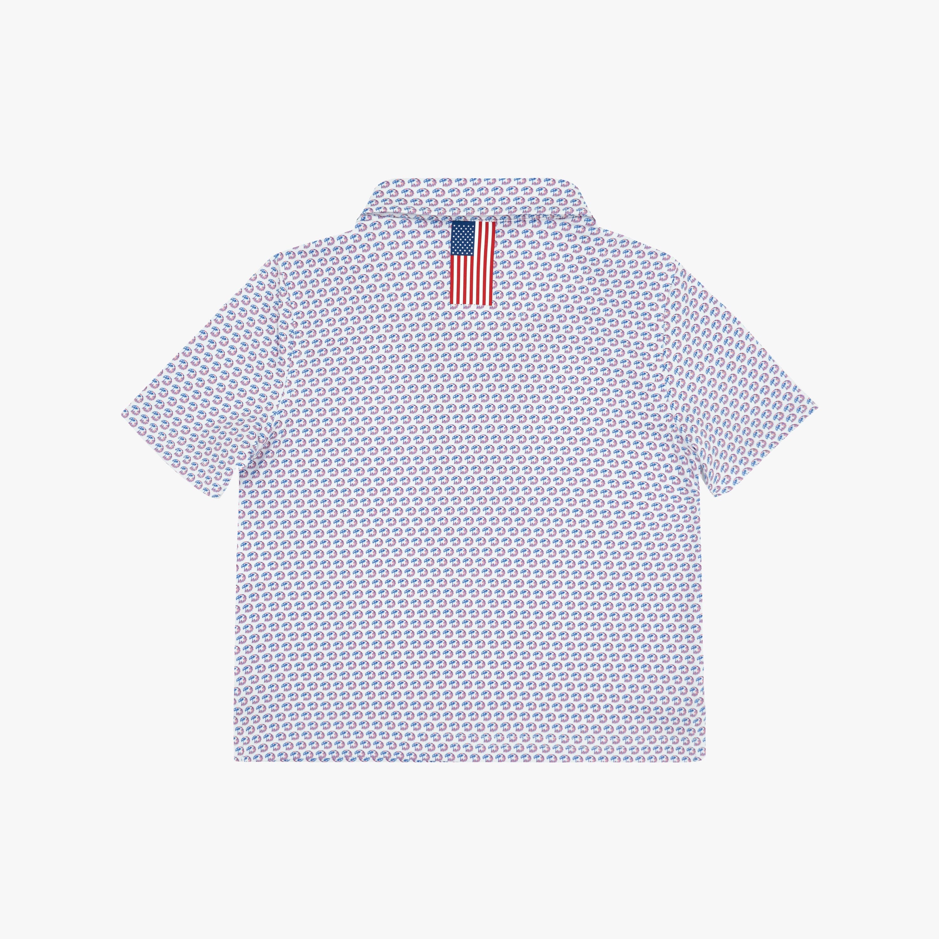 Alternative view of The Lil' Free Bird | Performance Polo | The Free Bird - White/Ocean Blue - USA