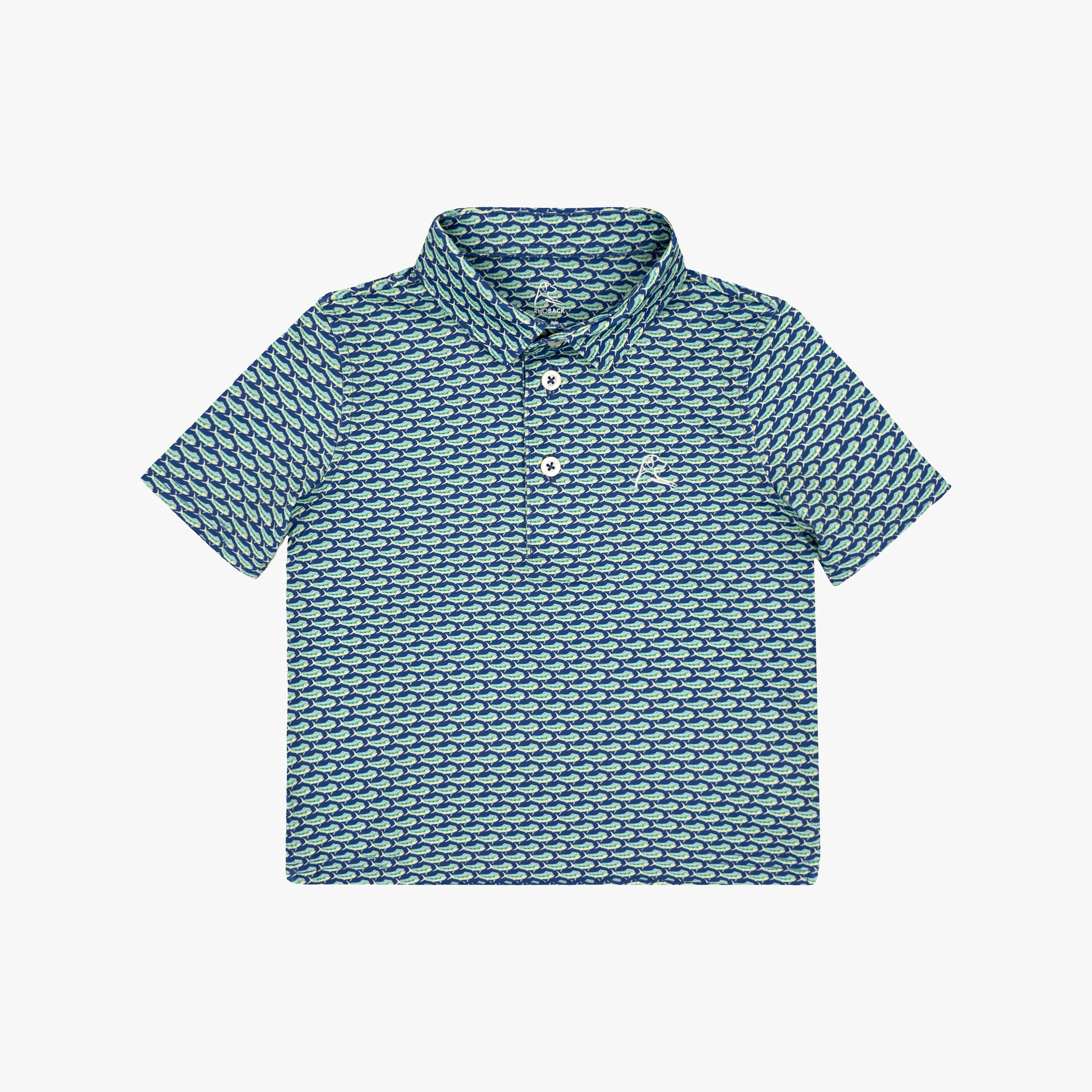 The Lil' Mini Mahi | Performance Polo | The Mini Mahi - Bunker Blue/Bright Jade