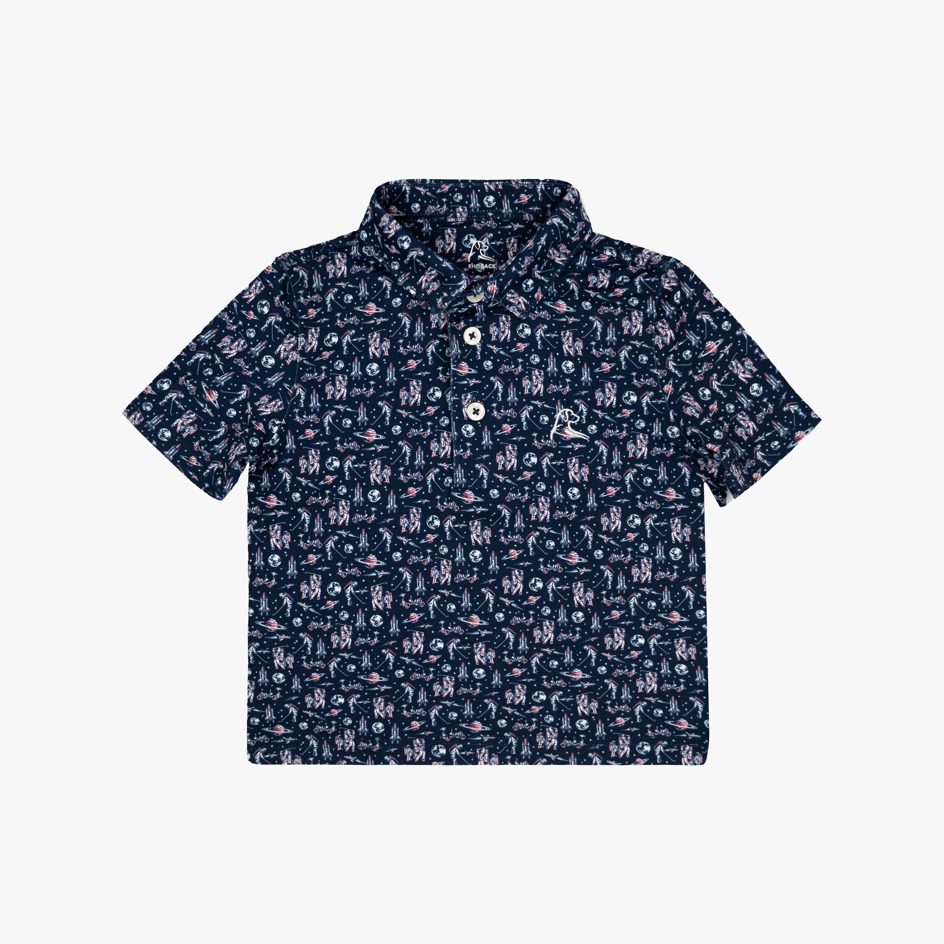 The Lil' Moon Bogey | Performance Polo | The Moon Bogey - Admiral Navy/Classic Red - USA