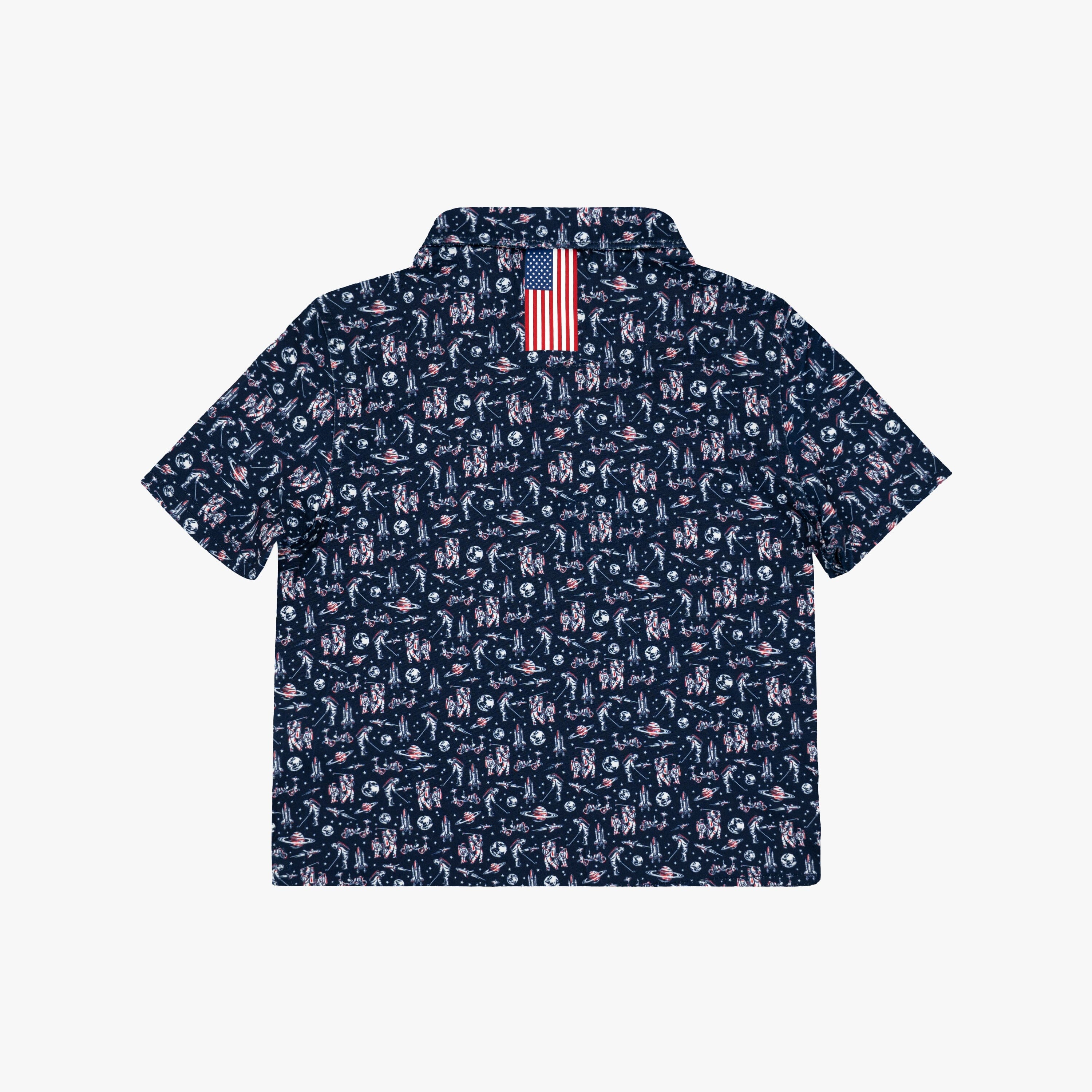 Alternative view of The Lil' Moon Bogey | Performance Polo | The Moon Bogey - Admiral Navy/Classic Red - USA