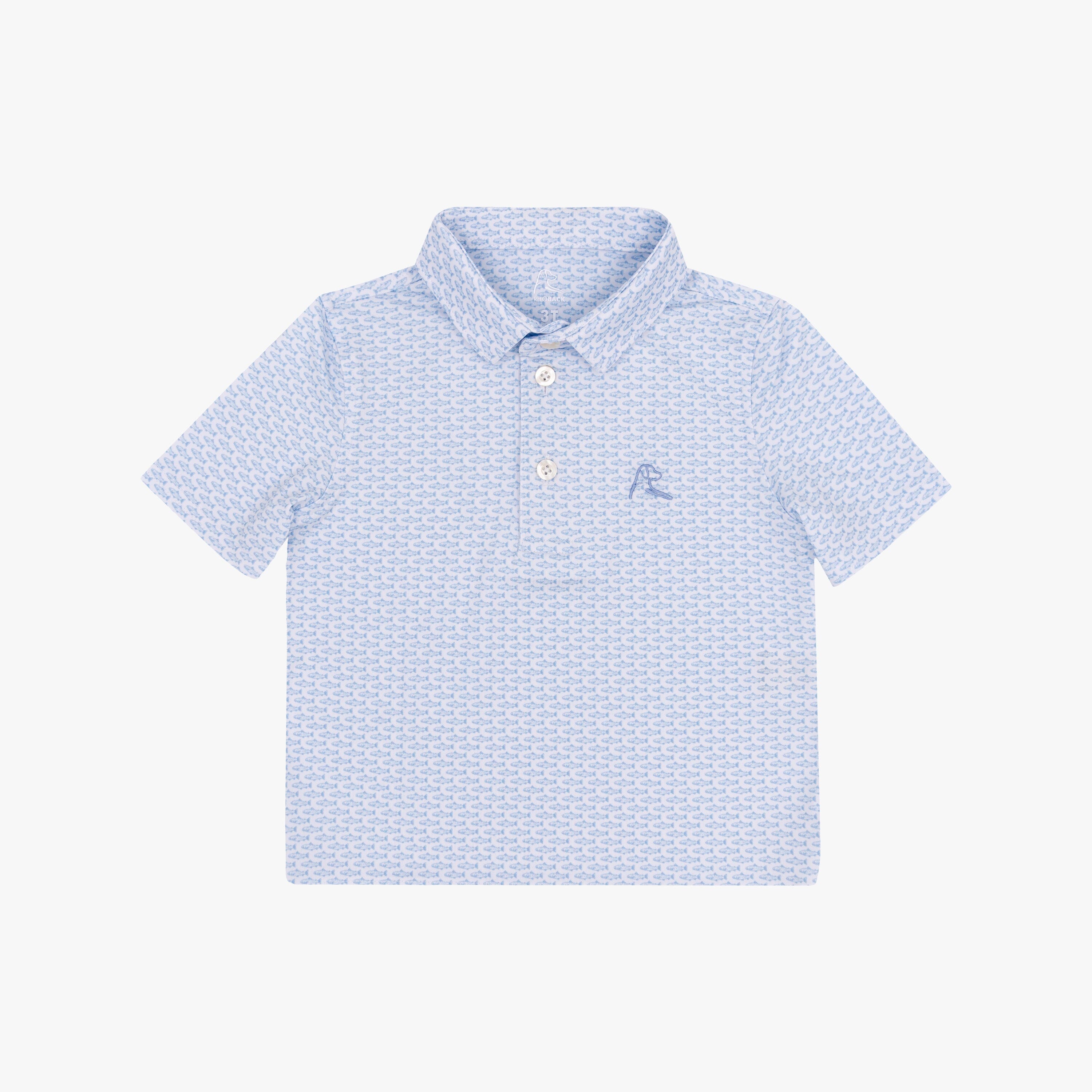 The Lil' Trout | Performance Polo | The Trout - White/Oxford Blue