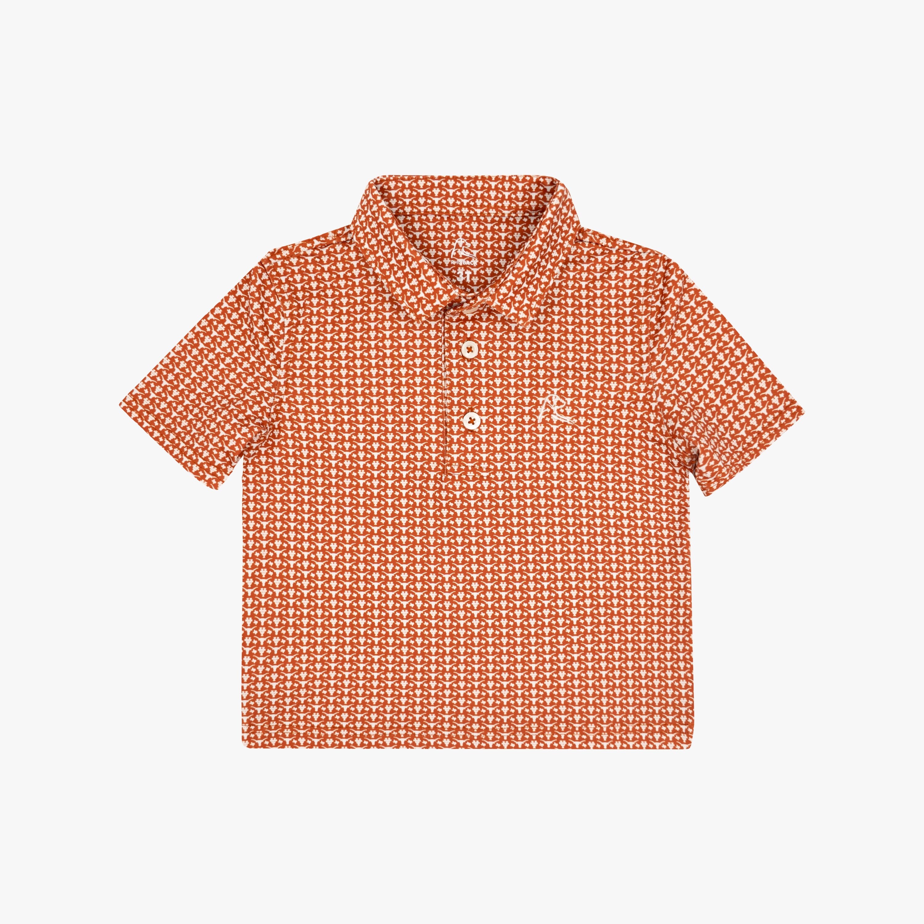 The Lil' Texas Icon | Collegiate Polo | The Texas Icon - Rust Orange/White