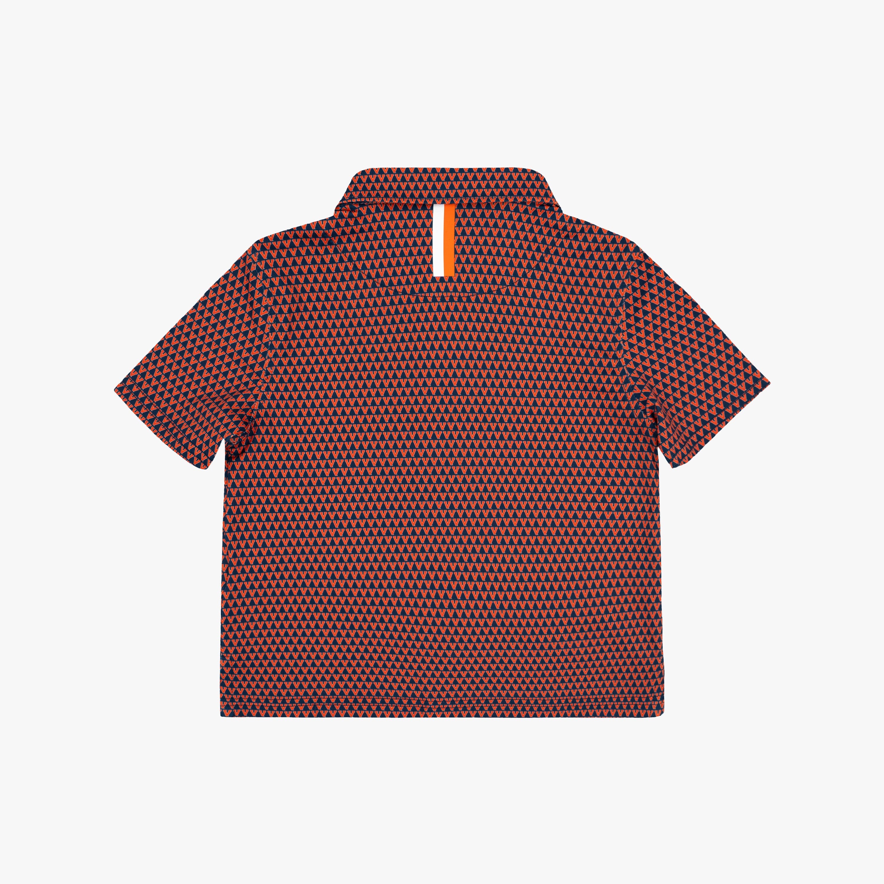 Alternative view of The Lil' UVA Icon | Collegiate Polo | The UVA Icon - Admiral Navy/Blaze Orange