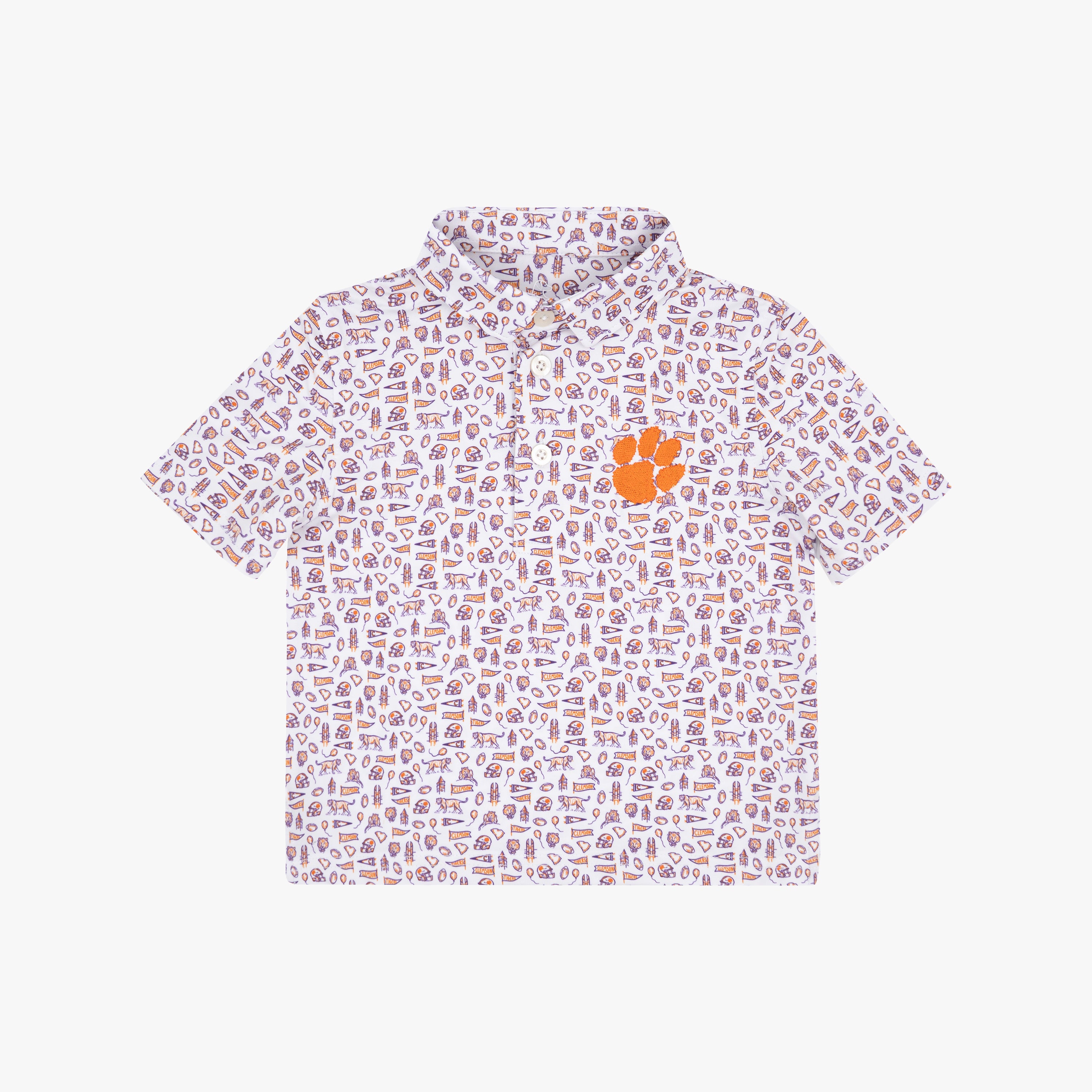 The Lil' Clemson Gameday 2.0 | Collegiate Polo | The Clemson Gameday 2.0 - White/Plum Purple - 1