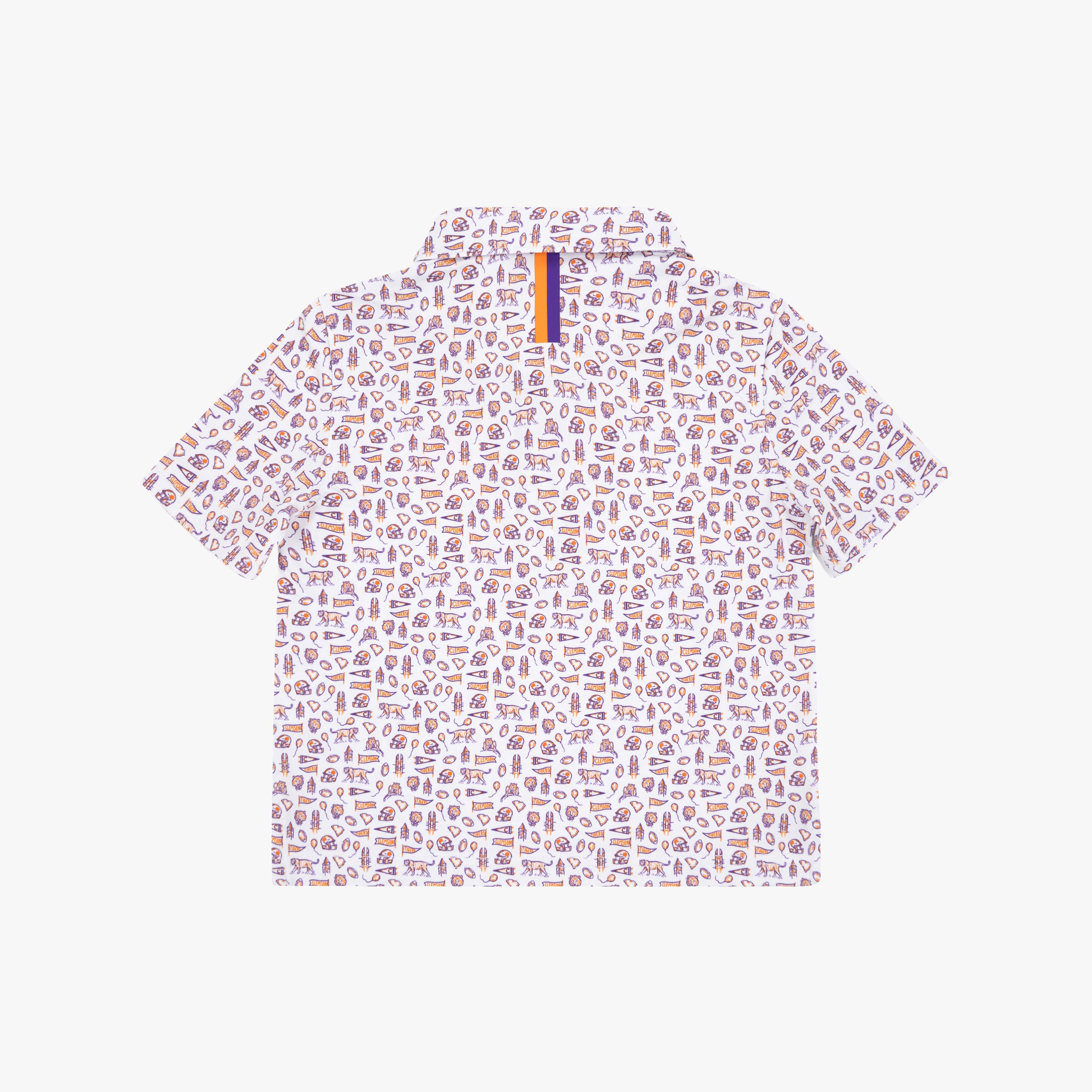 Alternative view of The Lil' Clemson Gameday 2.0 | Collegiate Polo | The Clemson Gameday 2.0 - White/Plum Purple - 1