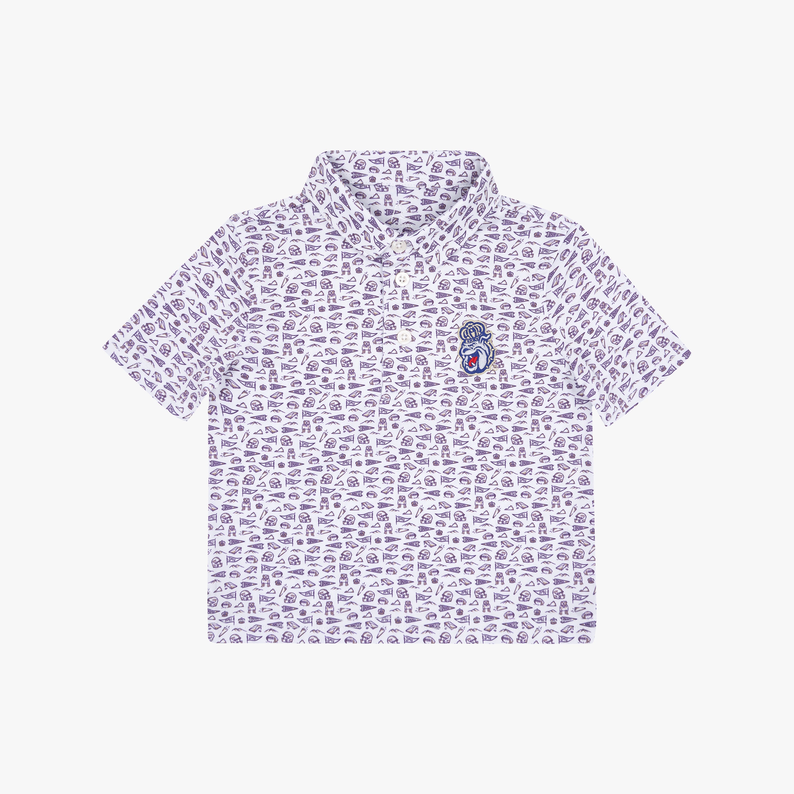 The Lil' James Madison Gameday 2.0 | Collegiate Polo | The James Madison Gameday 2.0 - White/Dark Violet - 1