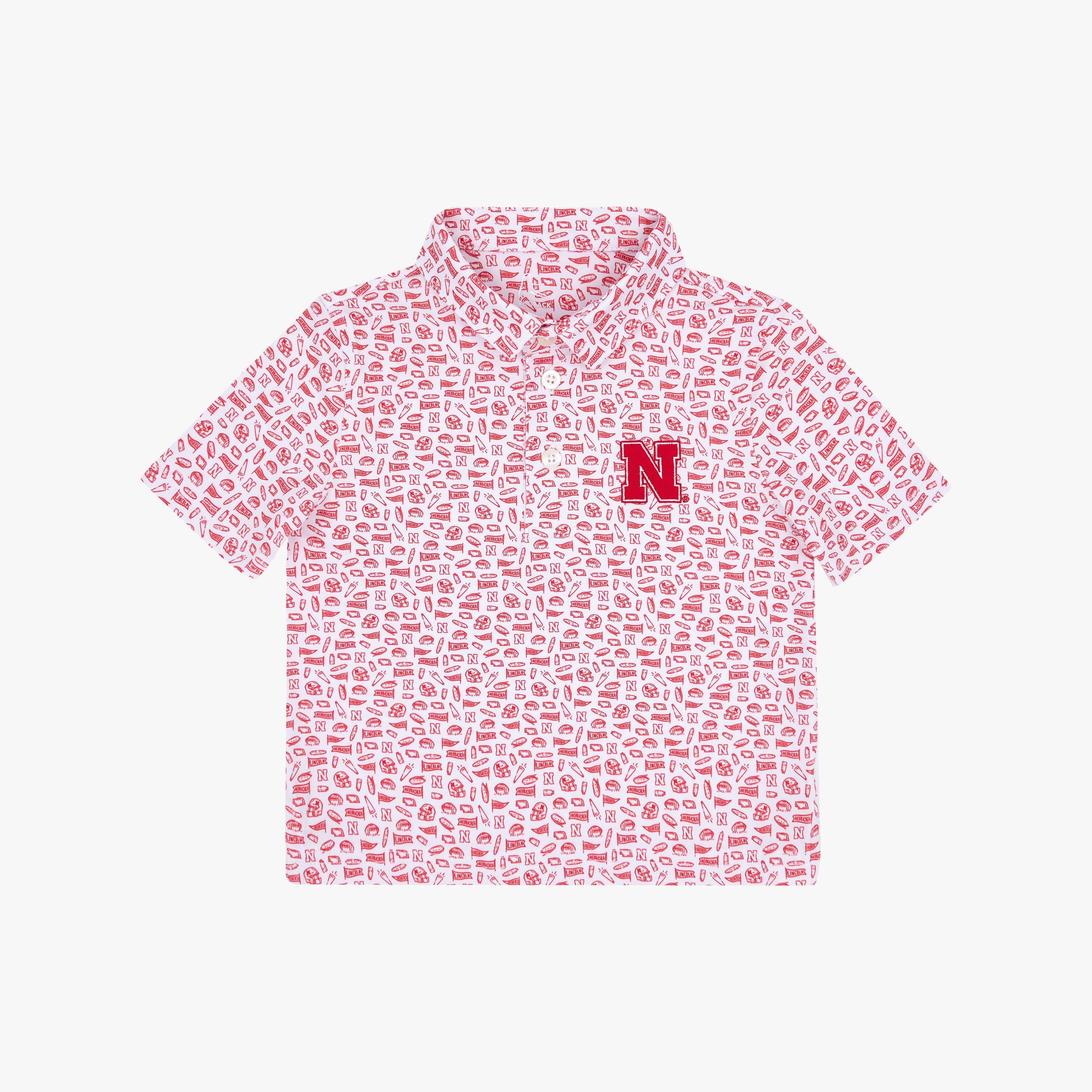The Lil' Nebraska Gameday 2.0 | Collegiate Polo | The Nebraska Gameday 2.0 - White/Cherry Red - 1
