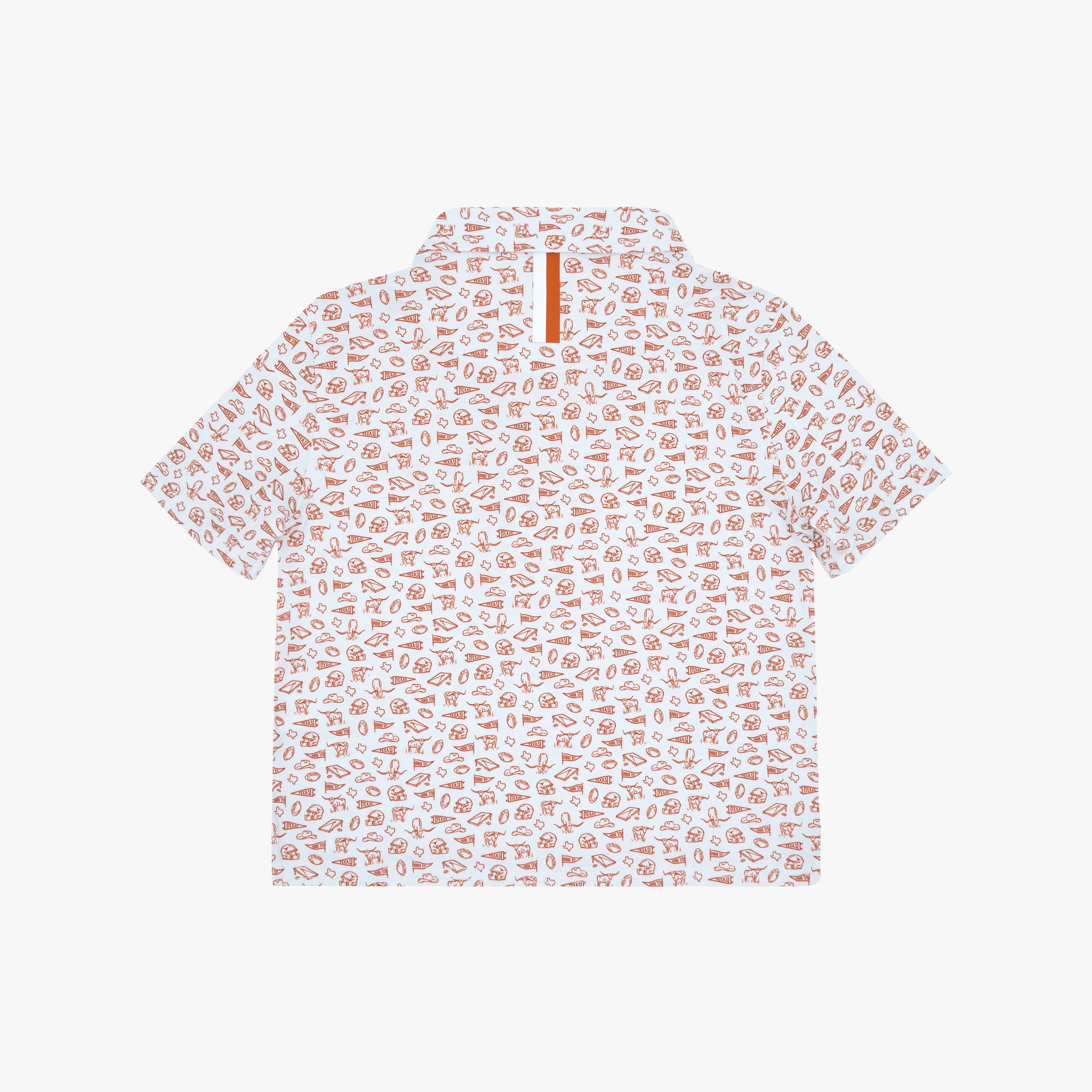 Alternative view of The Lil' Texas Gameday 2.0 | Collegiate Polo | The Texas Gameday 2.0 - White/Rust Orange - 1
