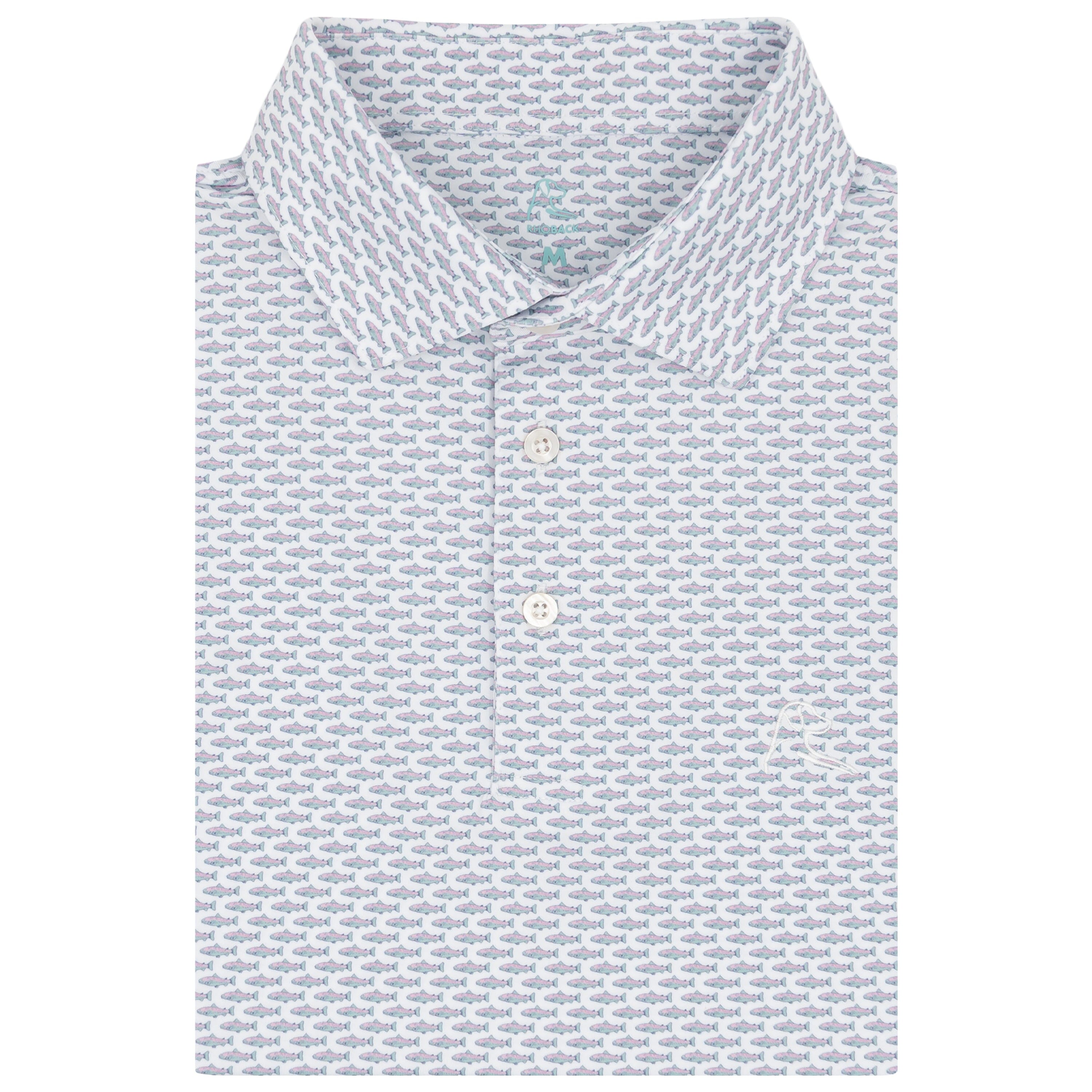 The Trout | Performance Polo | The Trout - White/Antigua Green