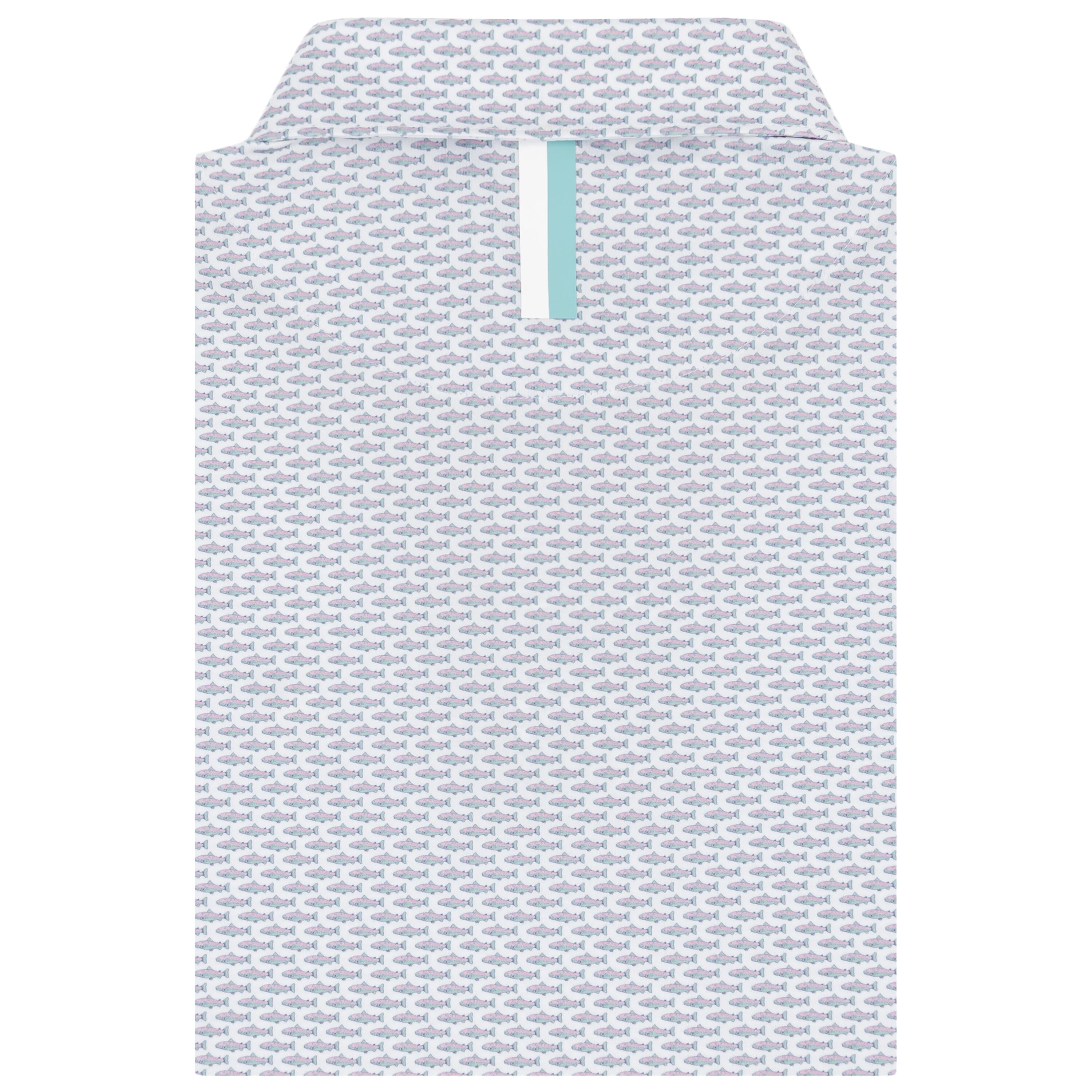 Alternative view of The Trout | Performance Polo | The Trout - White/Antigua Green