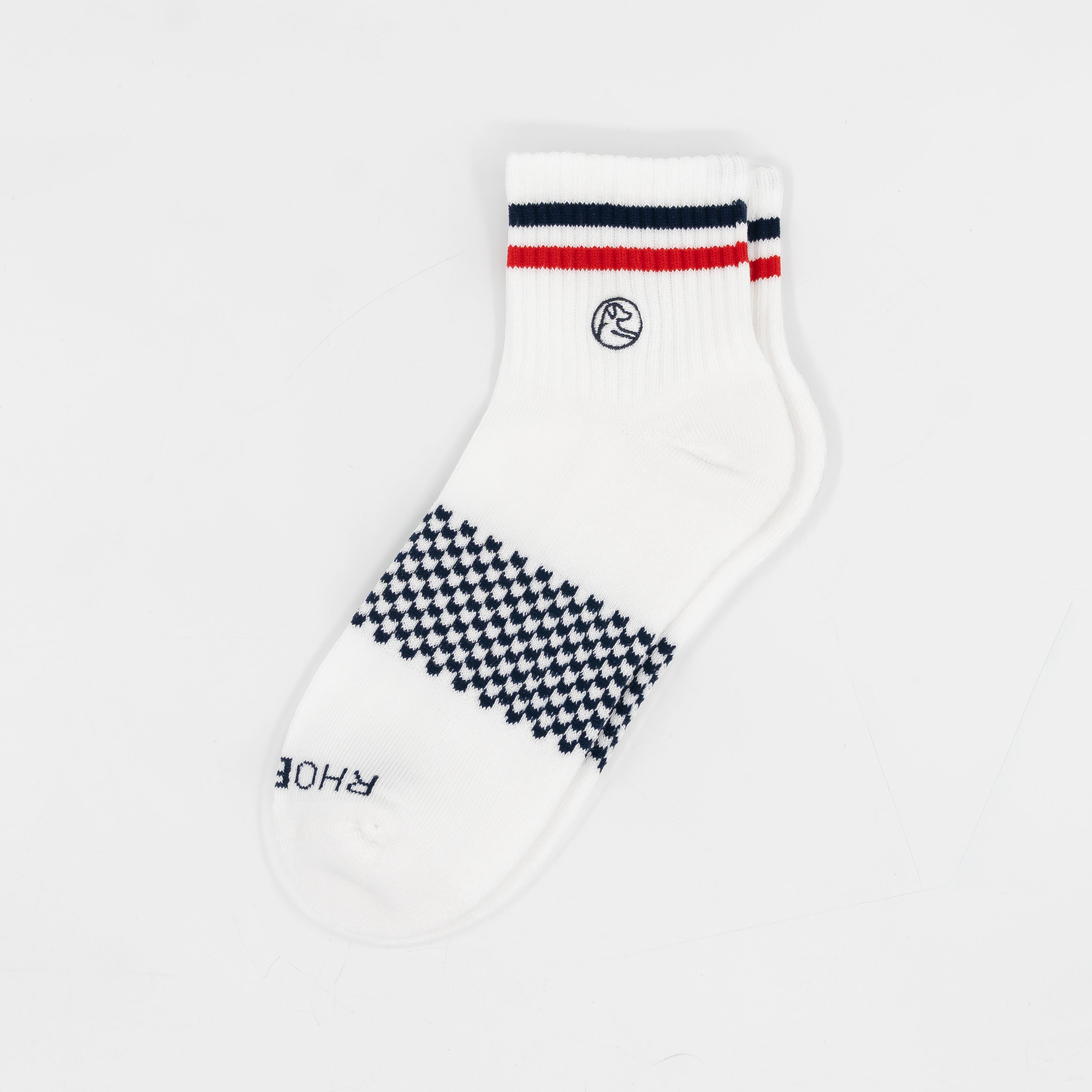 Stratus Performance Half Crew Socks | Solid - White - Cardinal Red/Fleet Navy