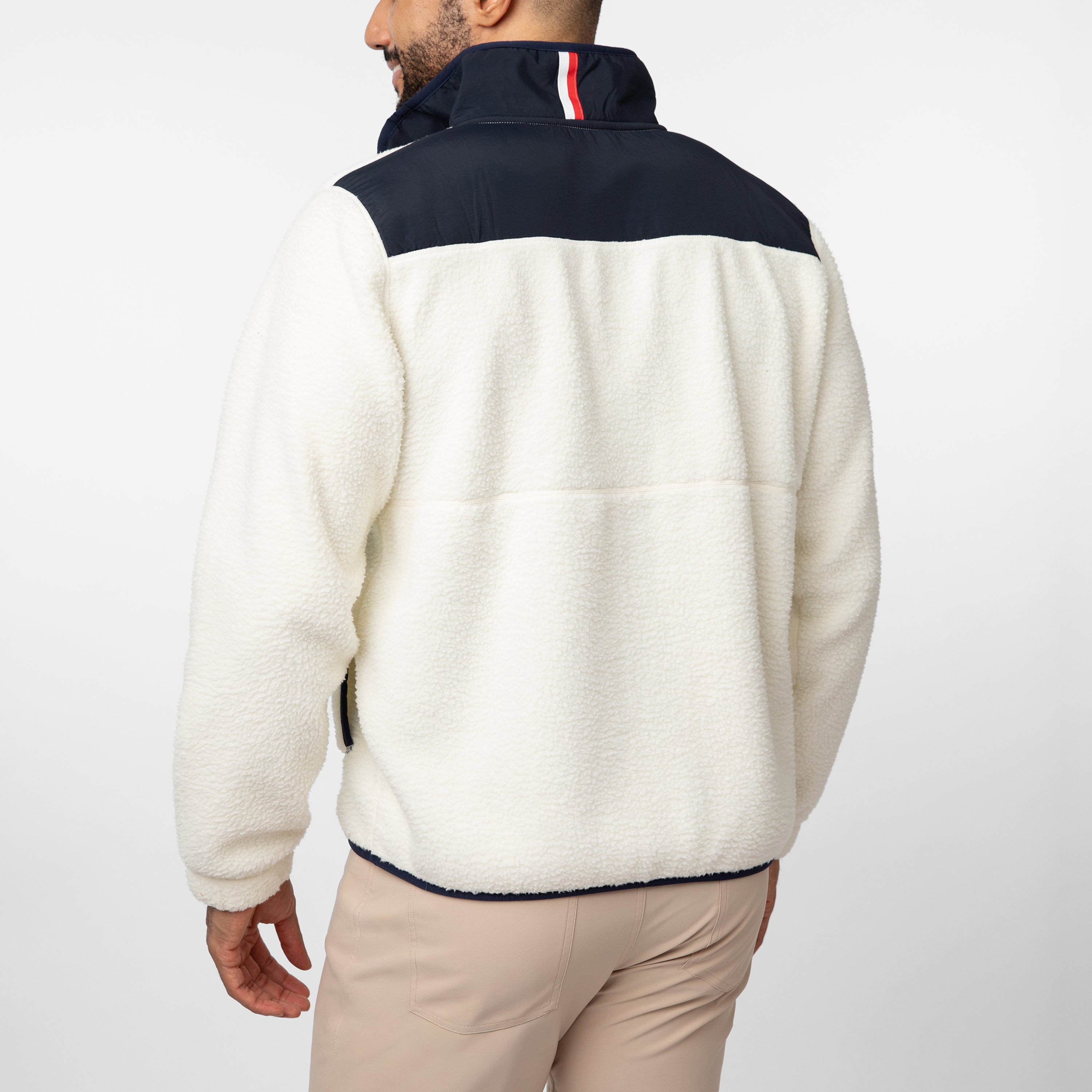 Alternative view of Summit Crest Full-Zip Jacket | Solid - Ivory - Fleet Navy