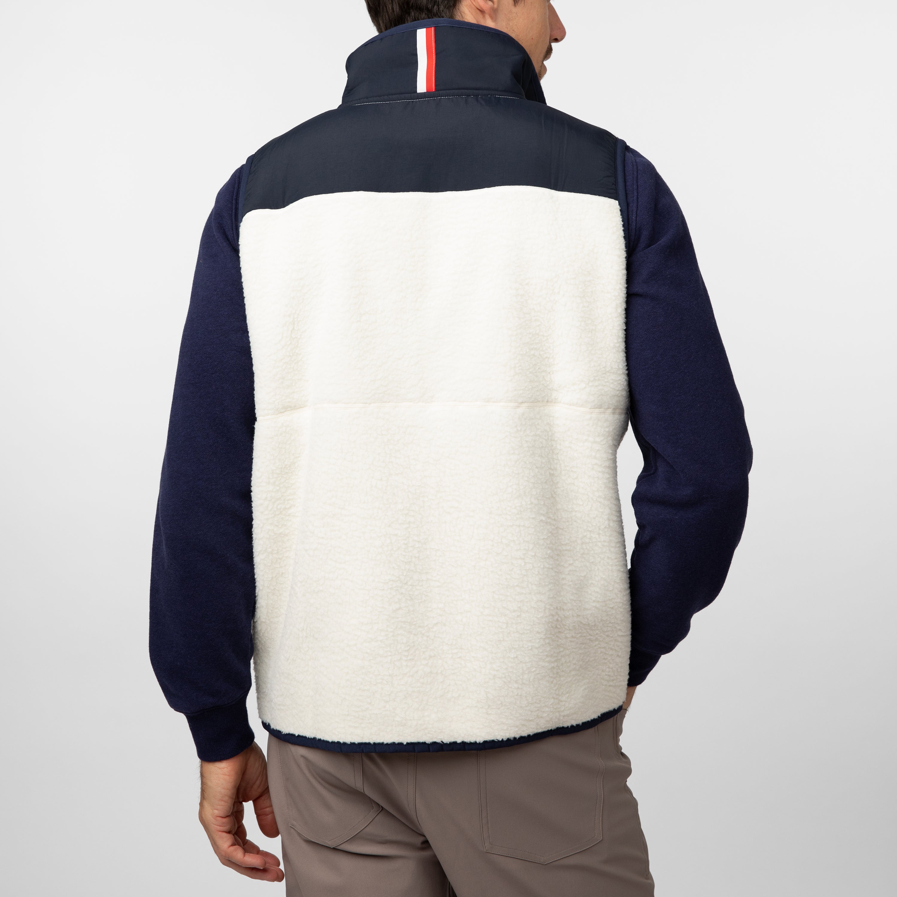 Alternative view of Summit Crest Full-Zip Vest | Solid - Ivory - Fleet Navy