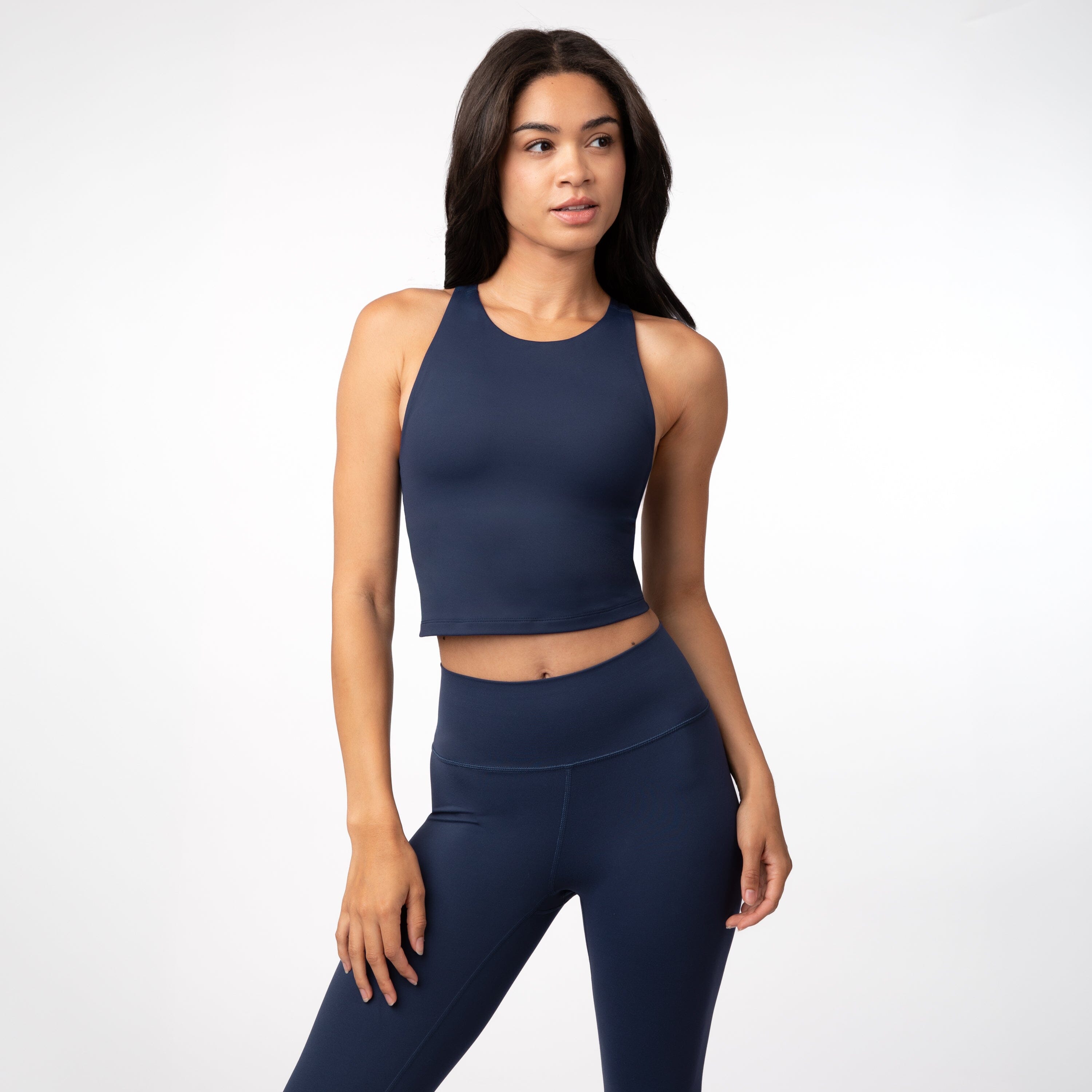 Alternative view of Vista Crop Tank | Solid - Fleet Navy