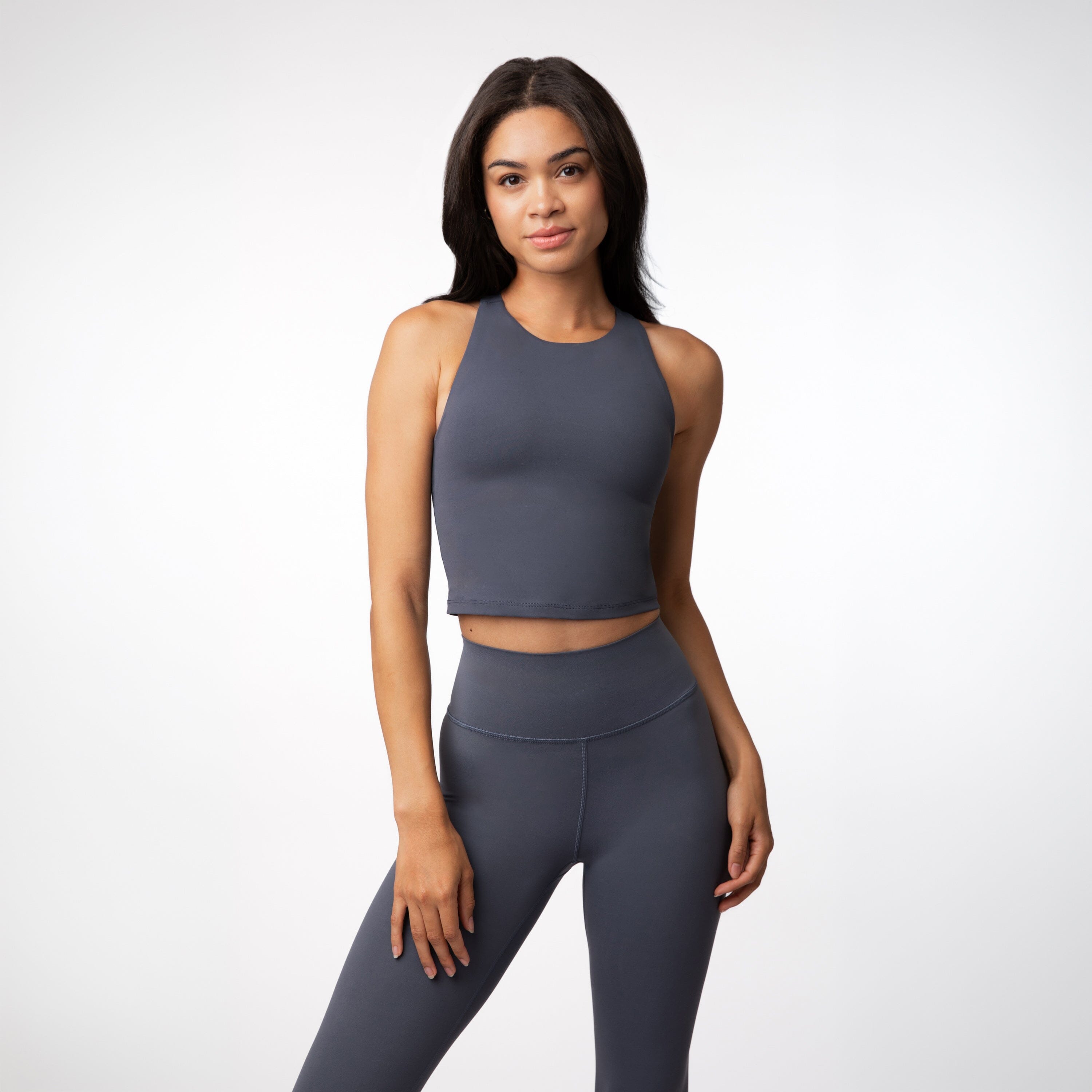 Alternative view of Vista Crop Tank | Solid - Postgame Grey