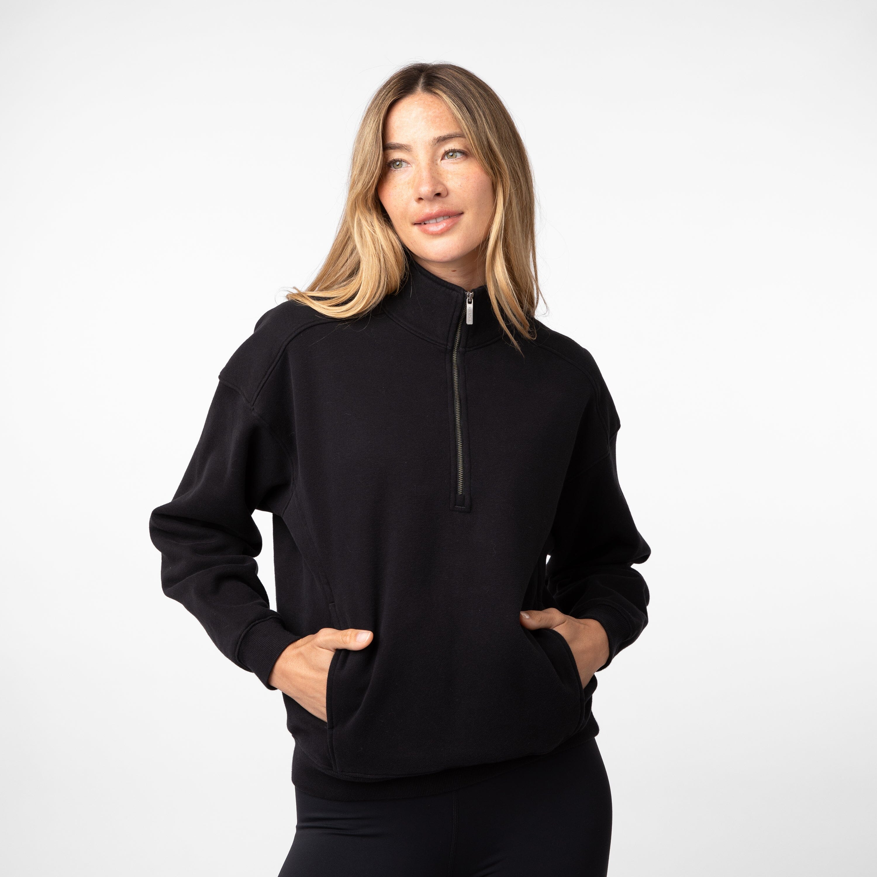 Alternative view of Serenity Half-Zip | Solid - Midnight Black