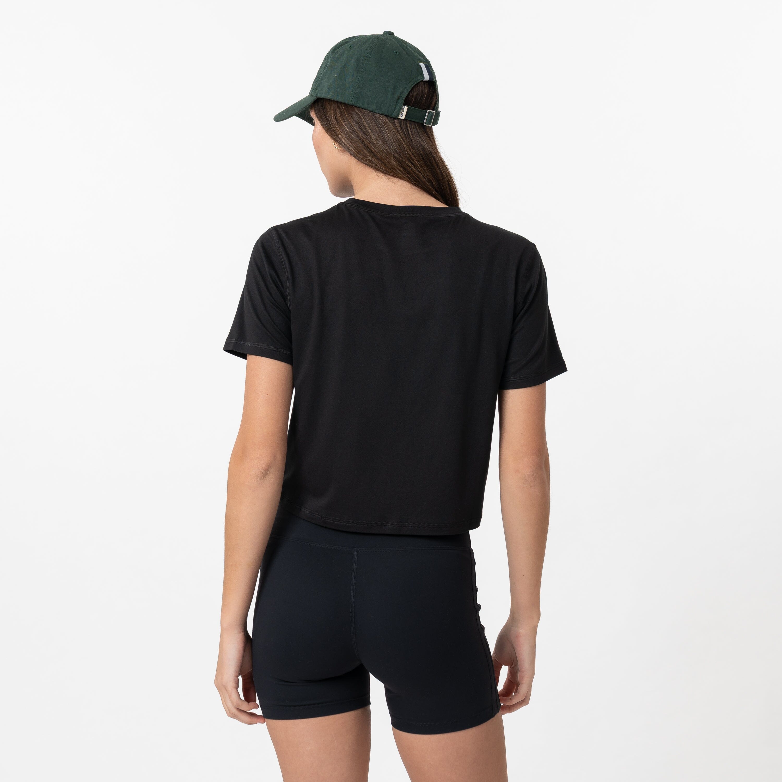 Alternative view of Drift Performance Crop Tee | Solid - Midnight Black