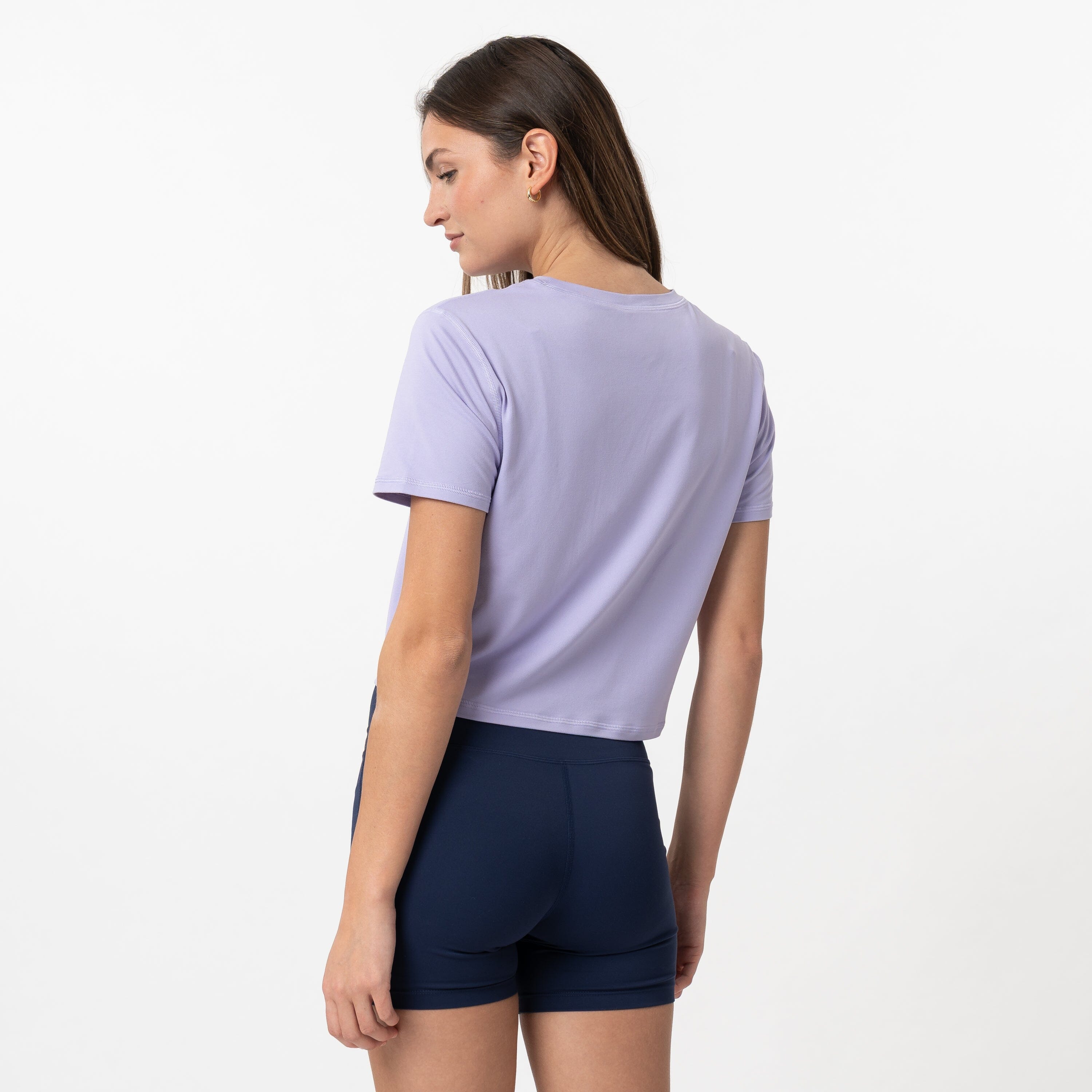 Alternative view of Drift Performance Crop Tee | Solid - Lavender