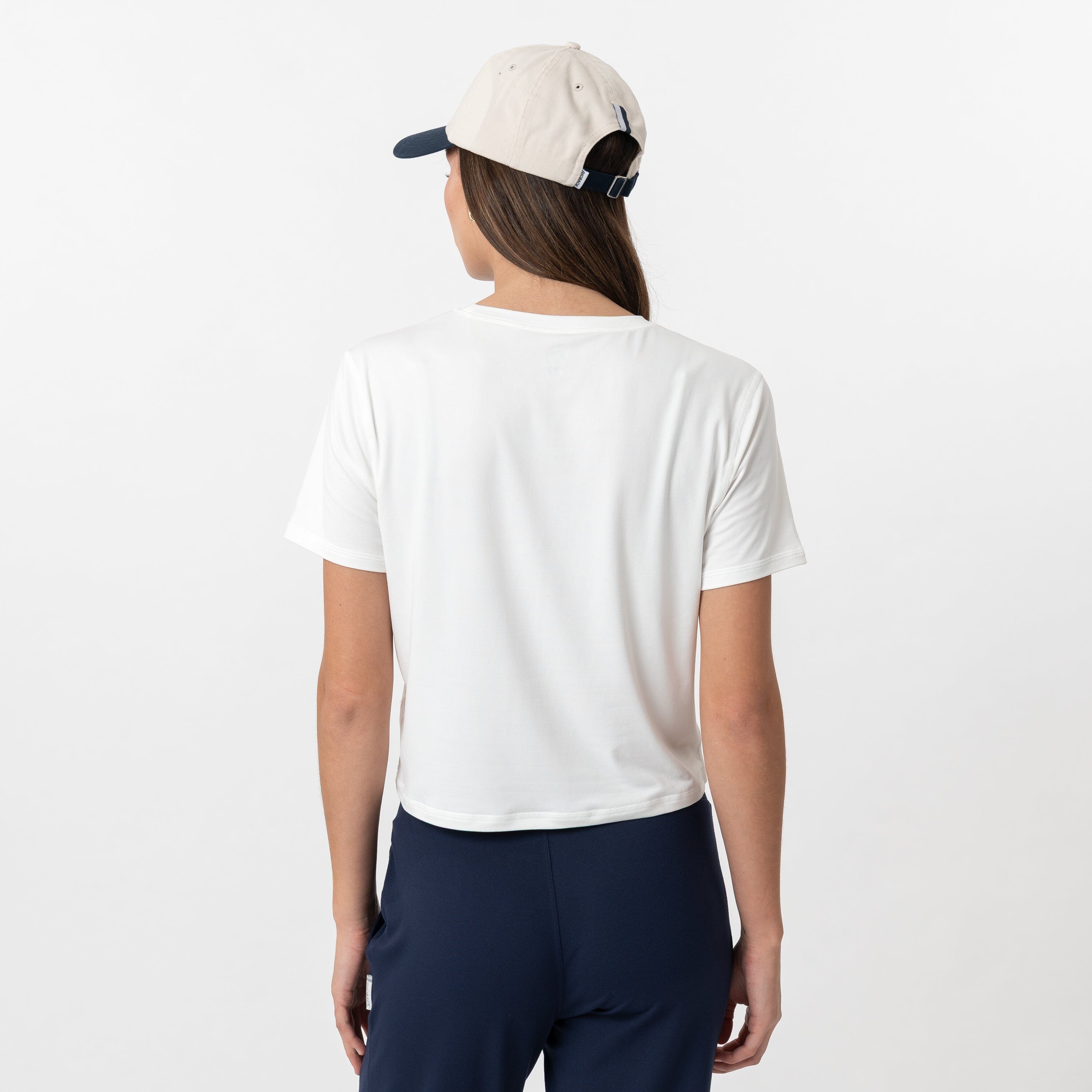 Alternative view of Drift Performance Crop Tee | Solid - White