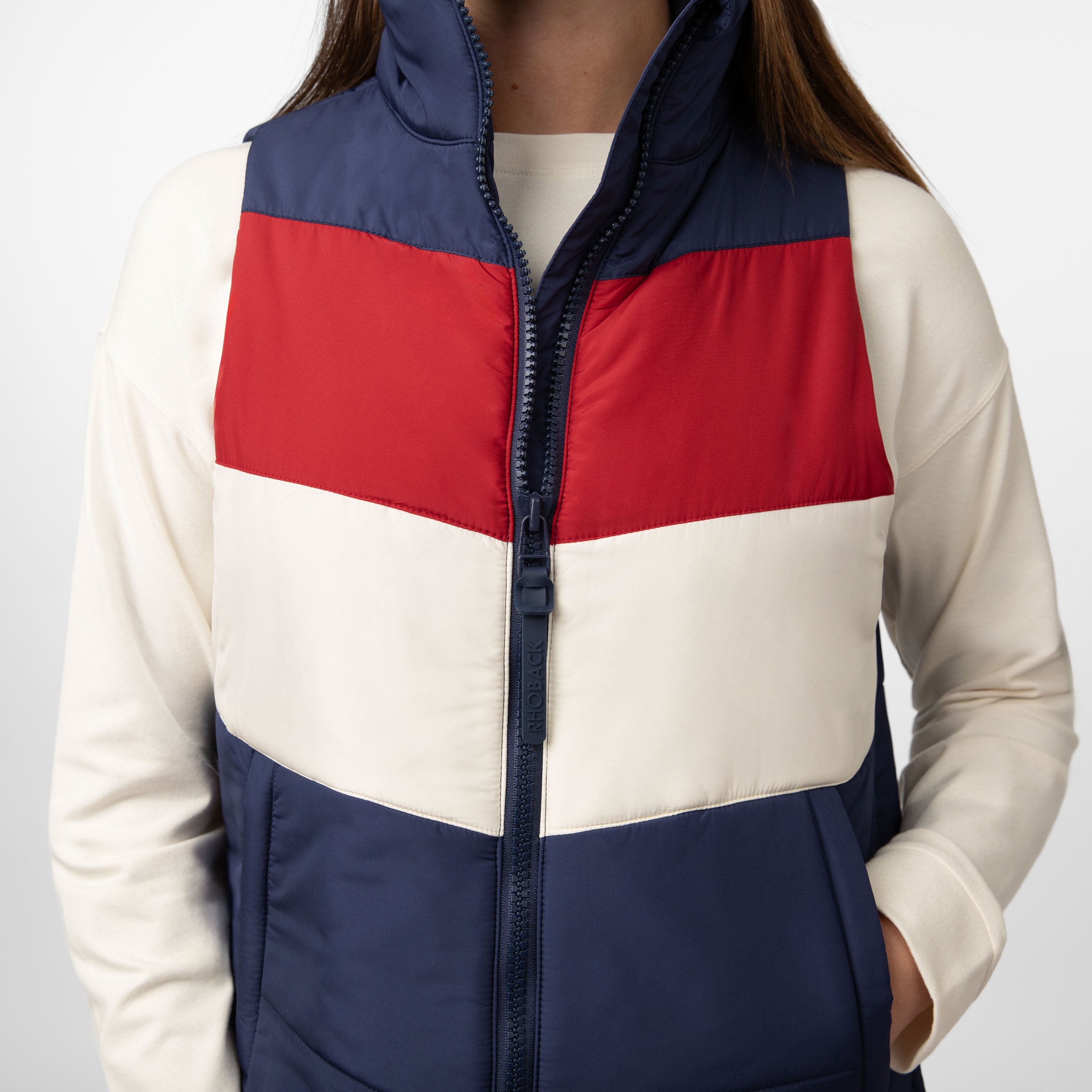 Alternative view of Cisco Insulated Vest | The Sunset Block - Fleet Navy/Cardinal Red/Ivory