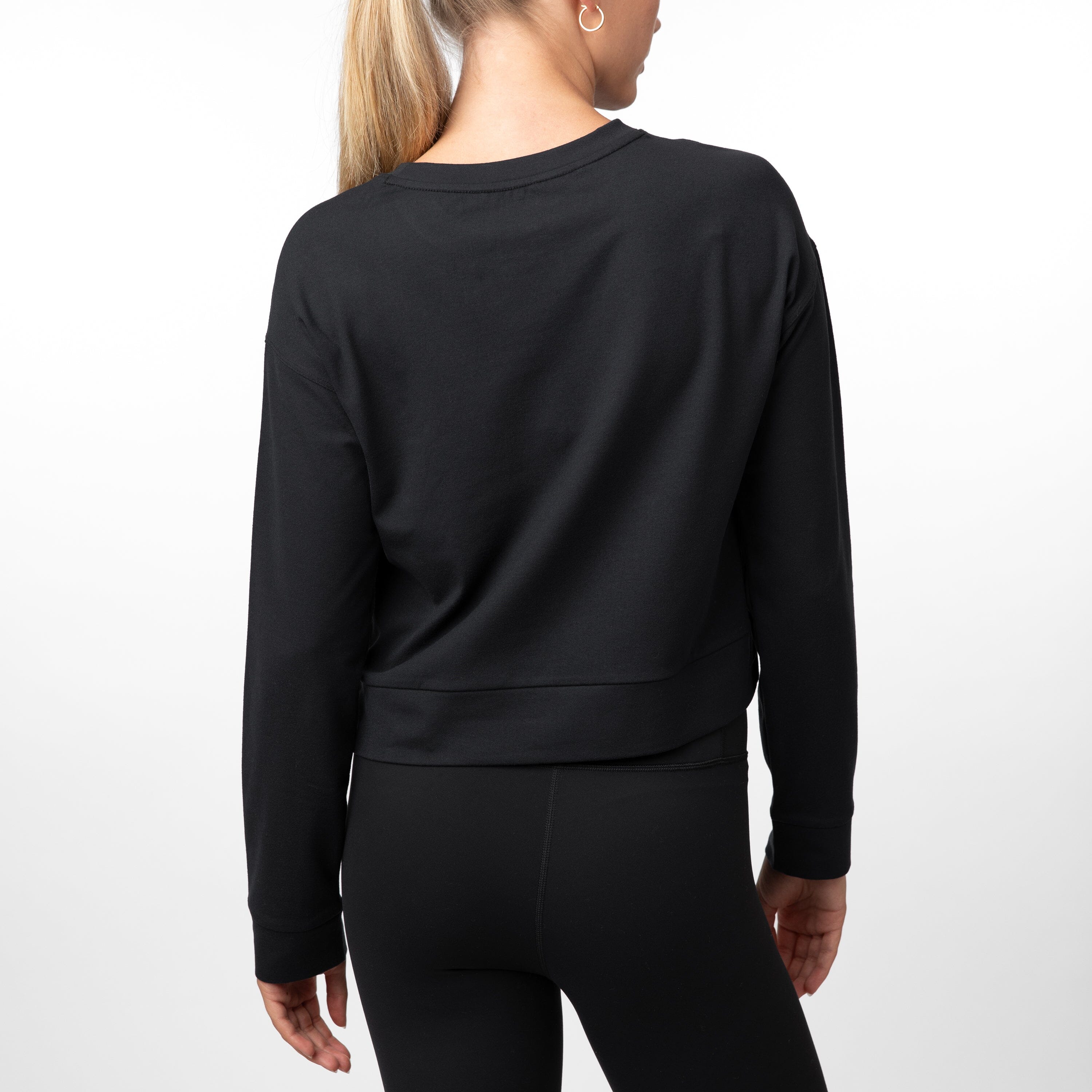 Alternative view of Tempo Crewneck | Solid - Midnight Black