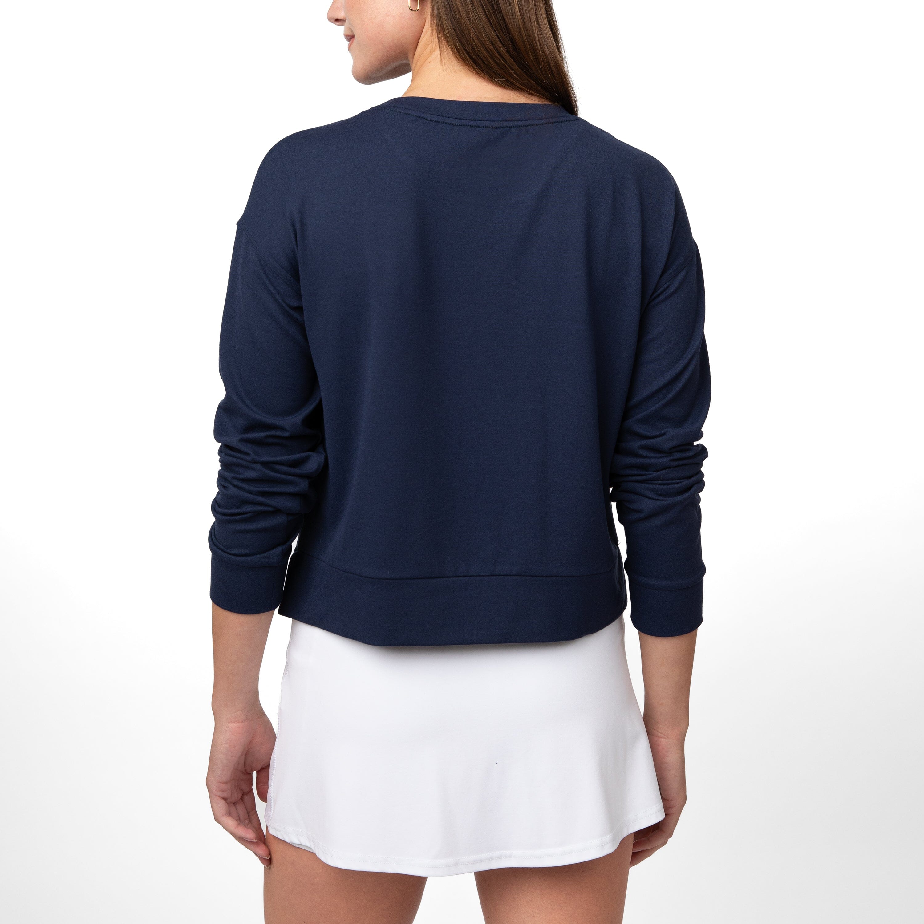 Alternative view of Tempo Crewneck | Solid - Fleet Navy