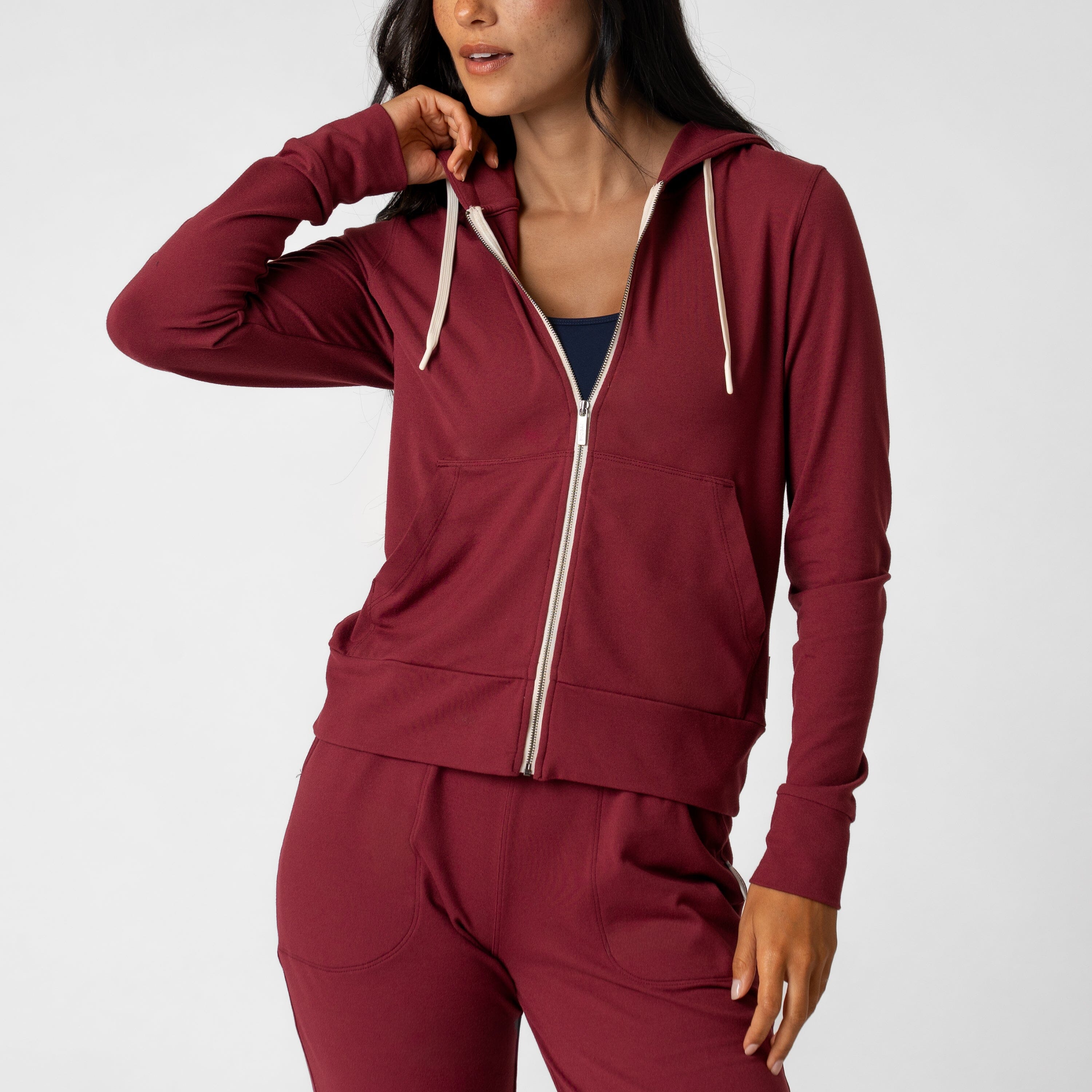 Tempo Full-Zip Hoodie | Heather - Merlot/Merlot
