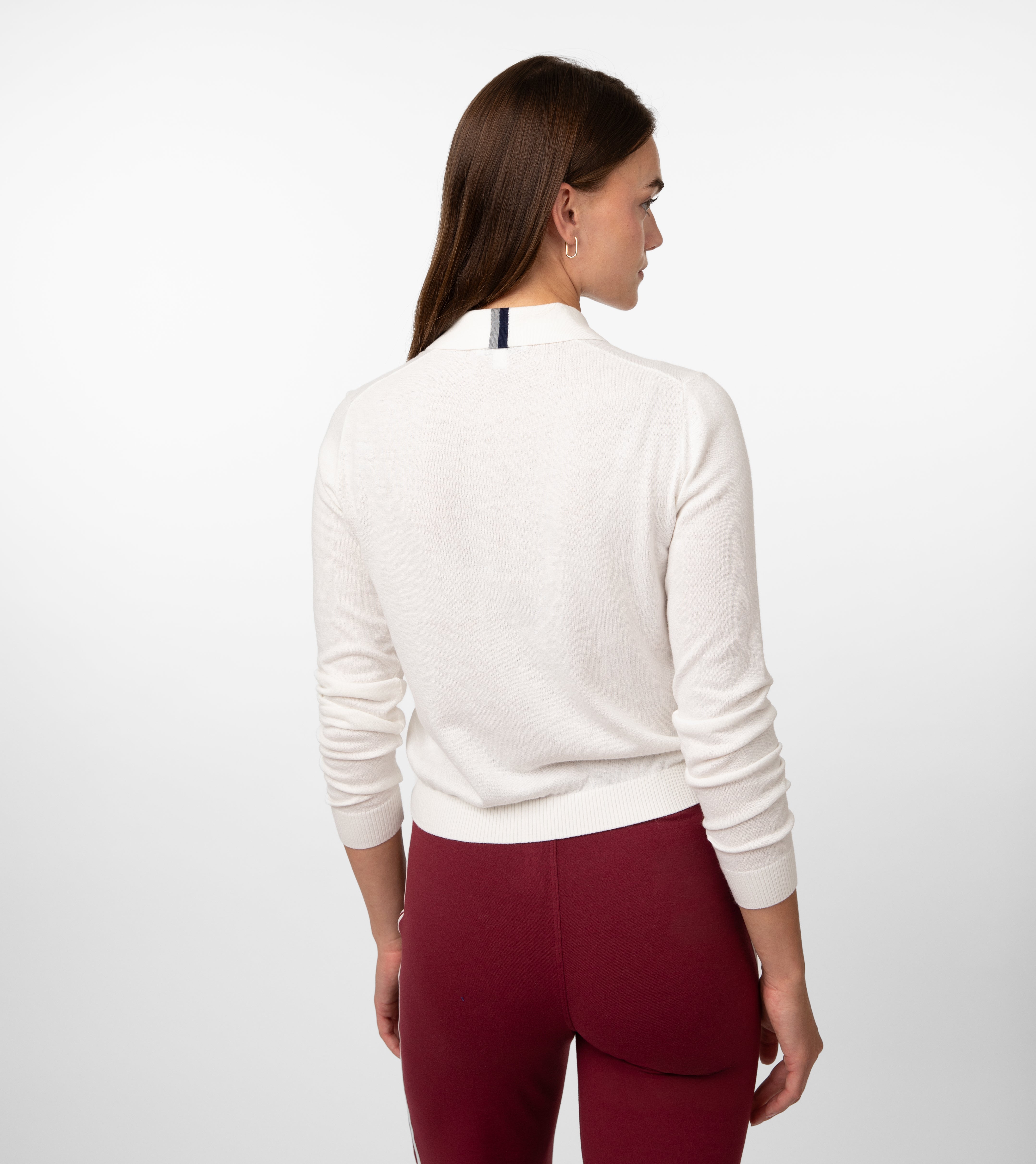 Alternative view of Harbor Long Sleeve Sweater Polo | Solid - Ivory