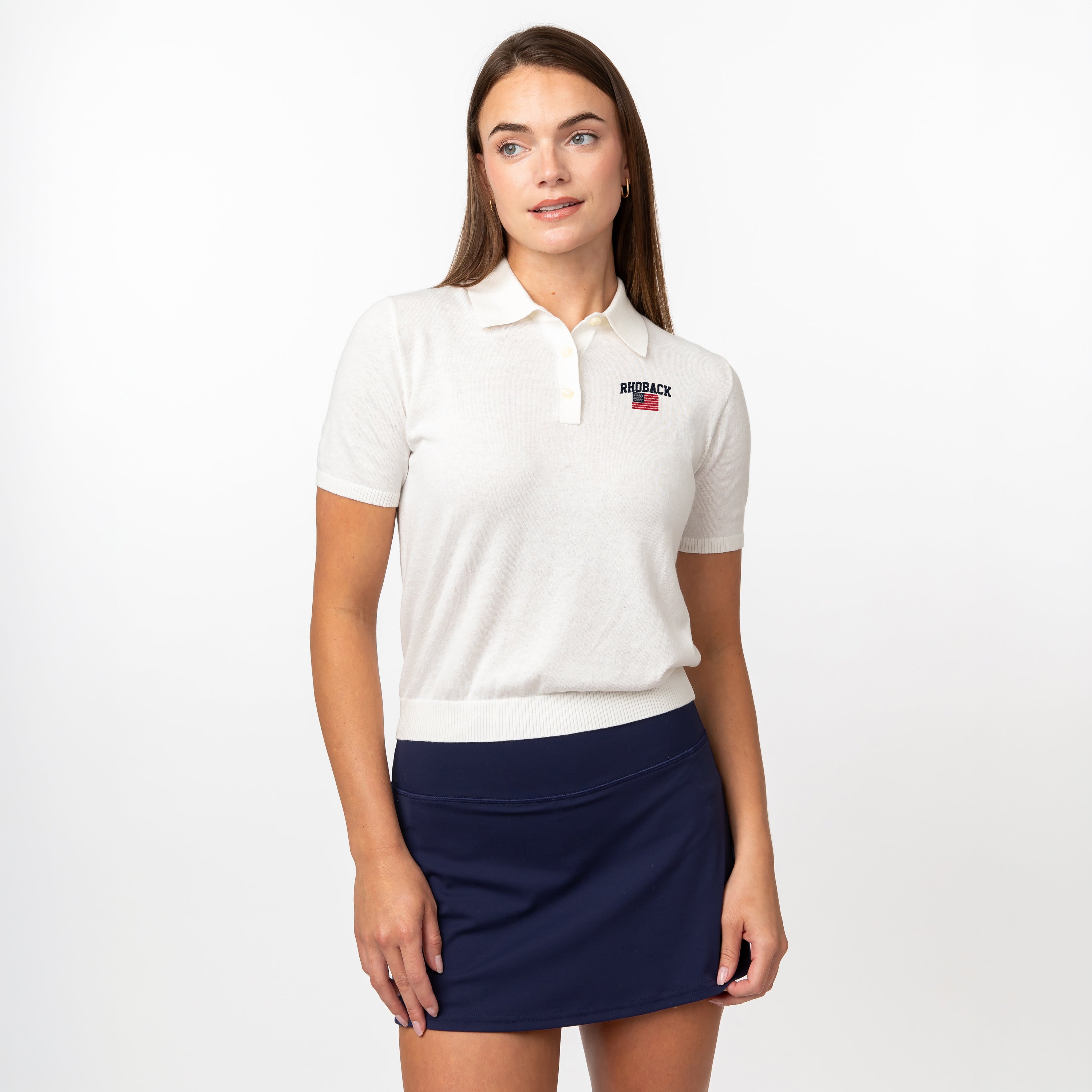 Alternative view of Harbor Sweater Polo | Solid - Ivory - RHBCK FLAG 2