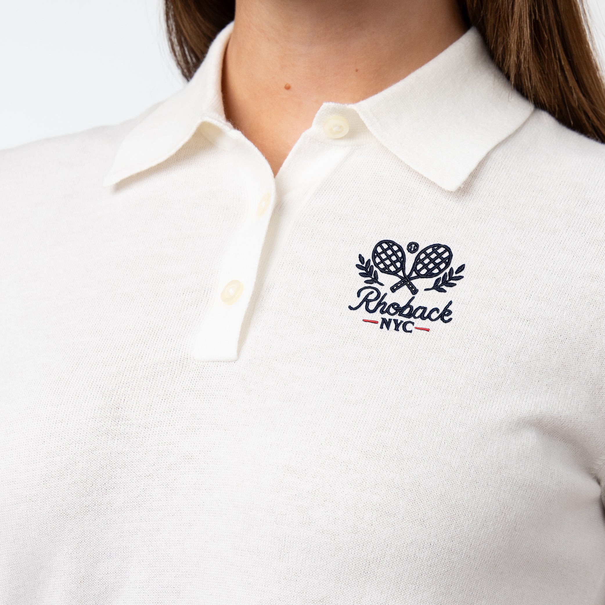 Alternative view of Harbor Sweater Polo | Solid - Ivory - RHBK NYC TENNIS 2