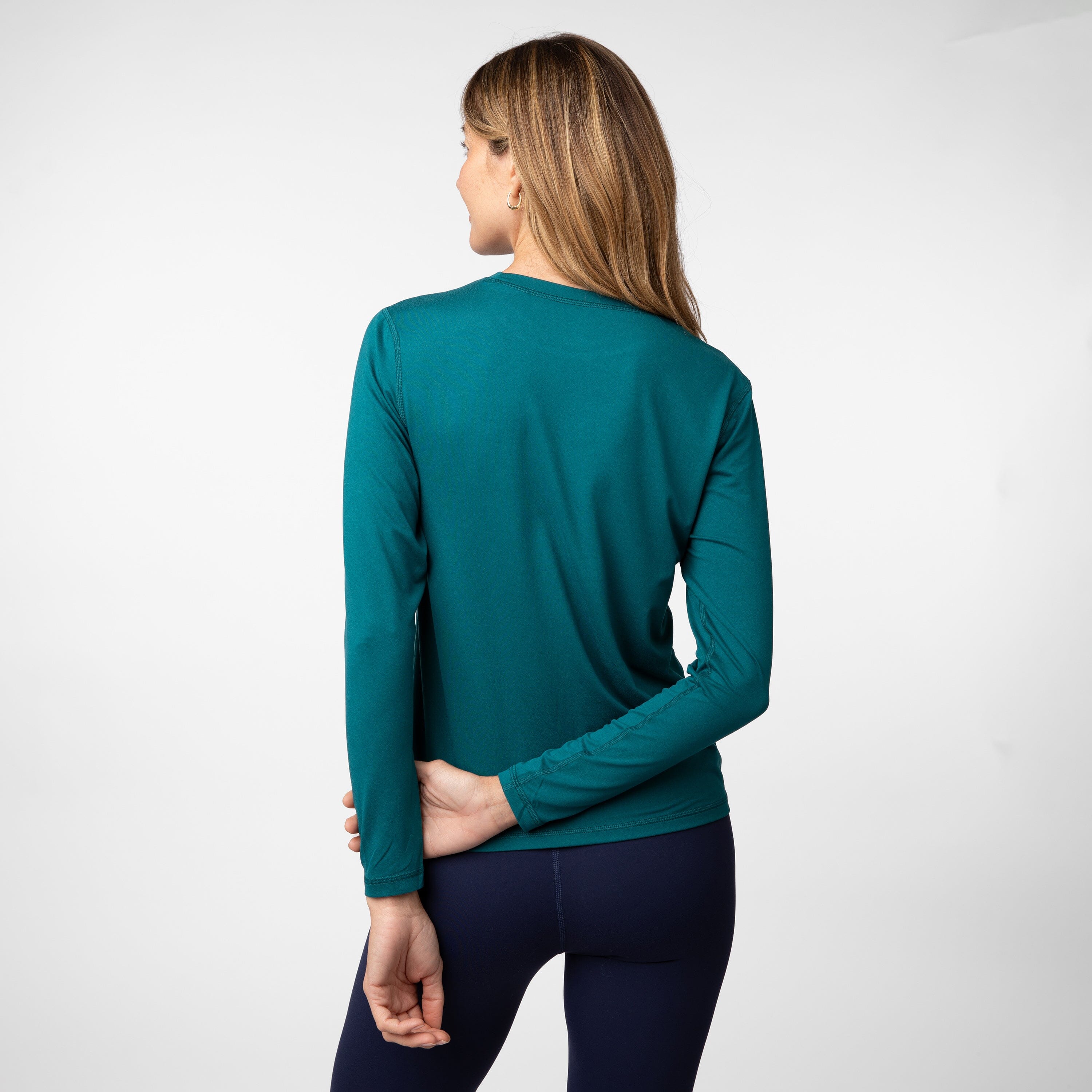 Alternative view of Drift Performance Long Sleeve Tee | Solid - Midnight Green