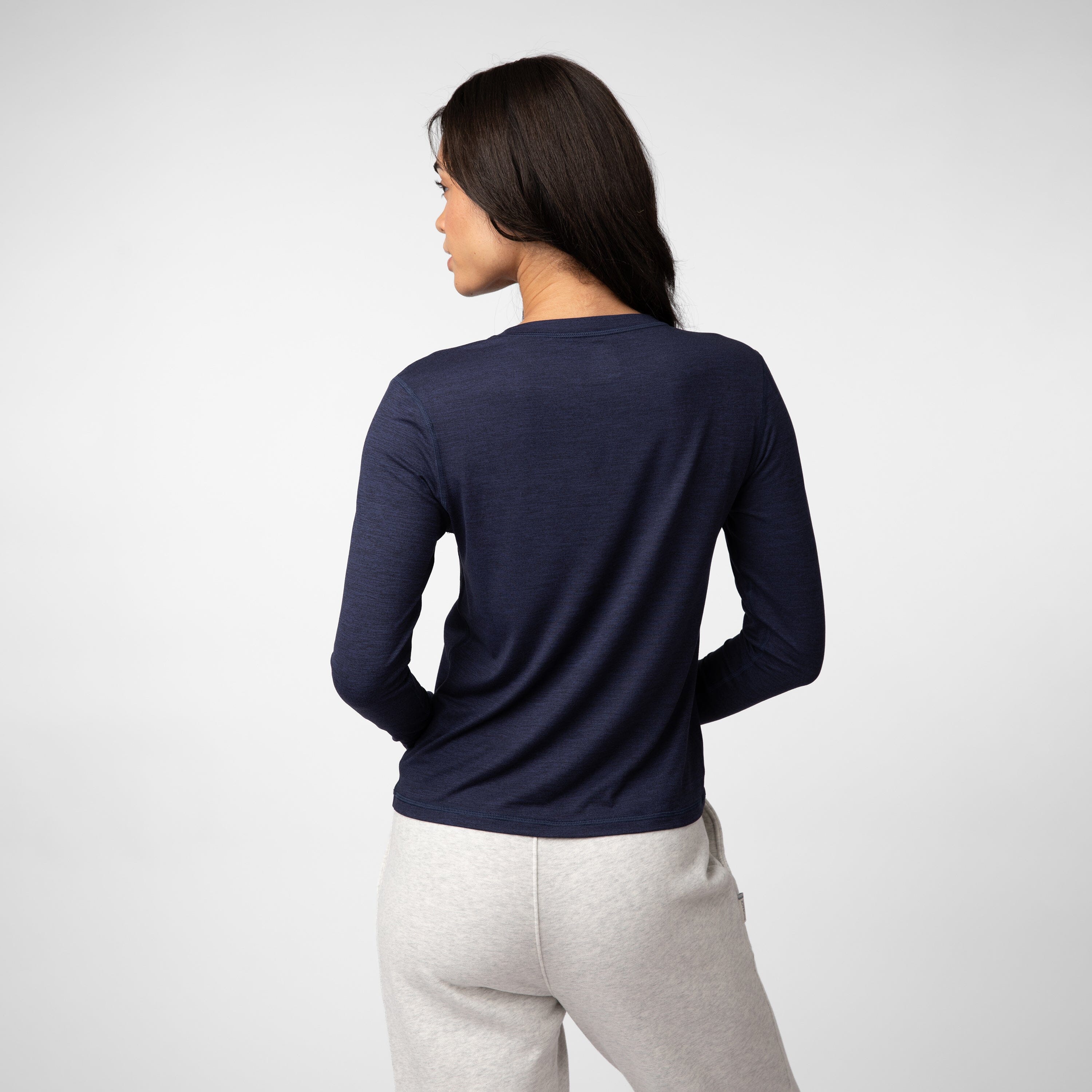 Alternative view of Drift Performance Long Sleeve Tee | Heather - Fleet Navy/Nightshade