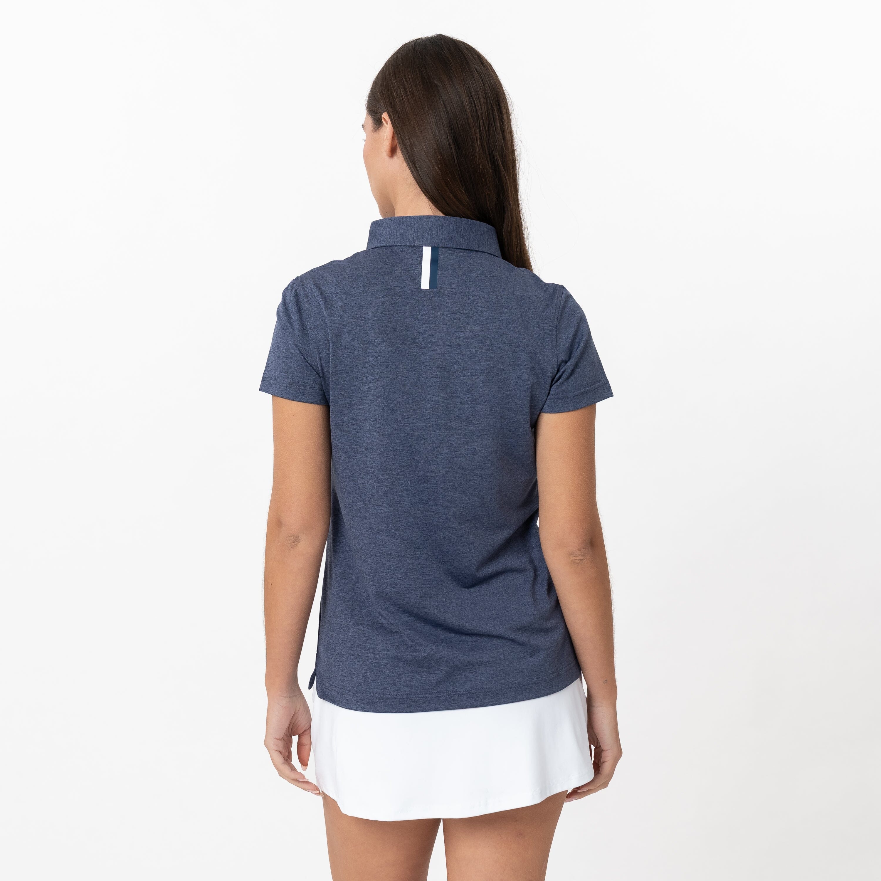 Alternative view of Heather Performance Polo | Heather - Annapolis Blue/Blue Steel