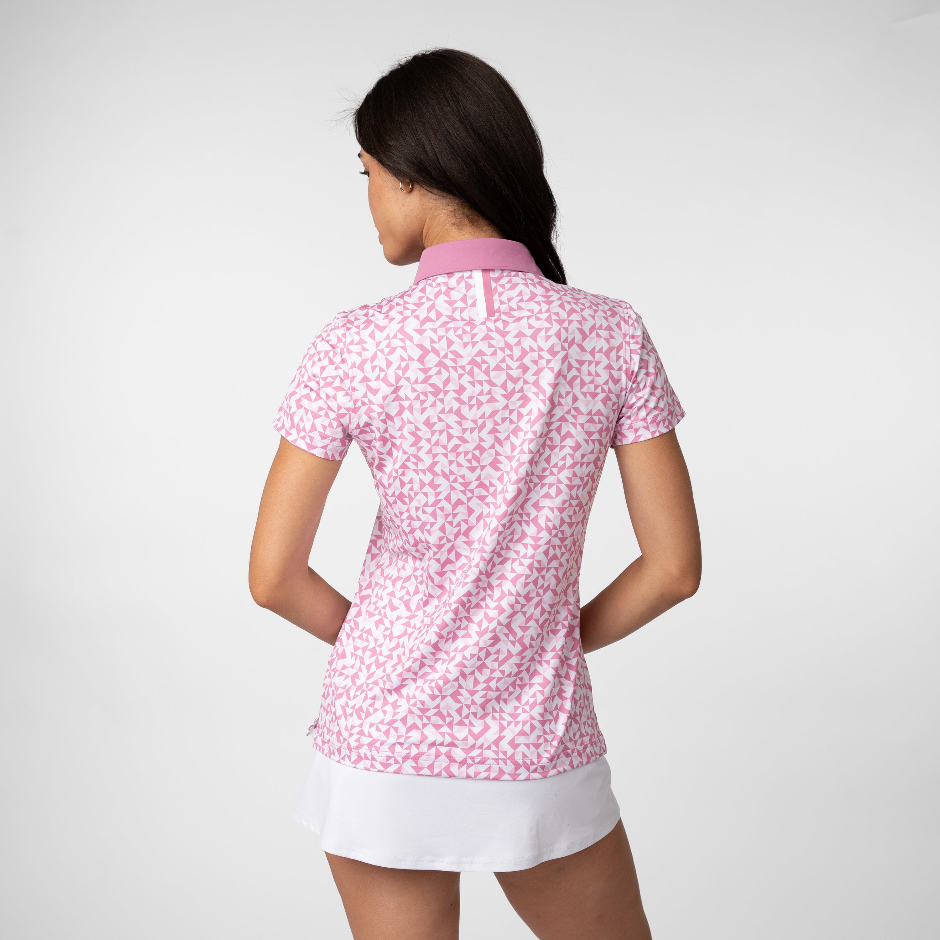 Alternative view of Prime Performance Polo | The Prime - Cashmere Pink/White