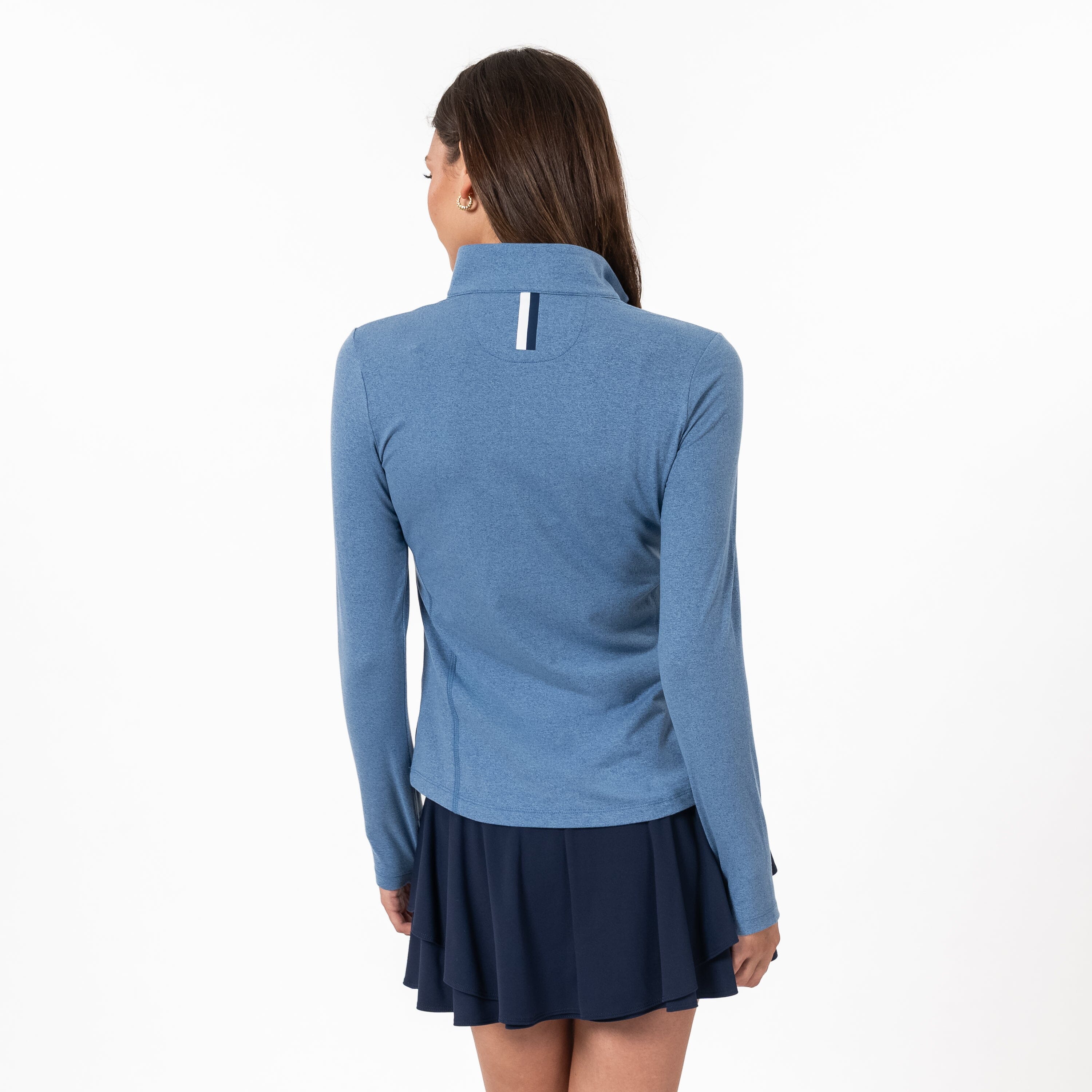 Alternative view of Heather Performance Q-Zip | Heather - Coastal Blue/Potomac Blue
