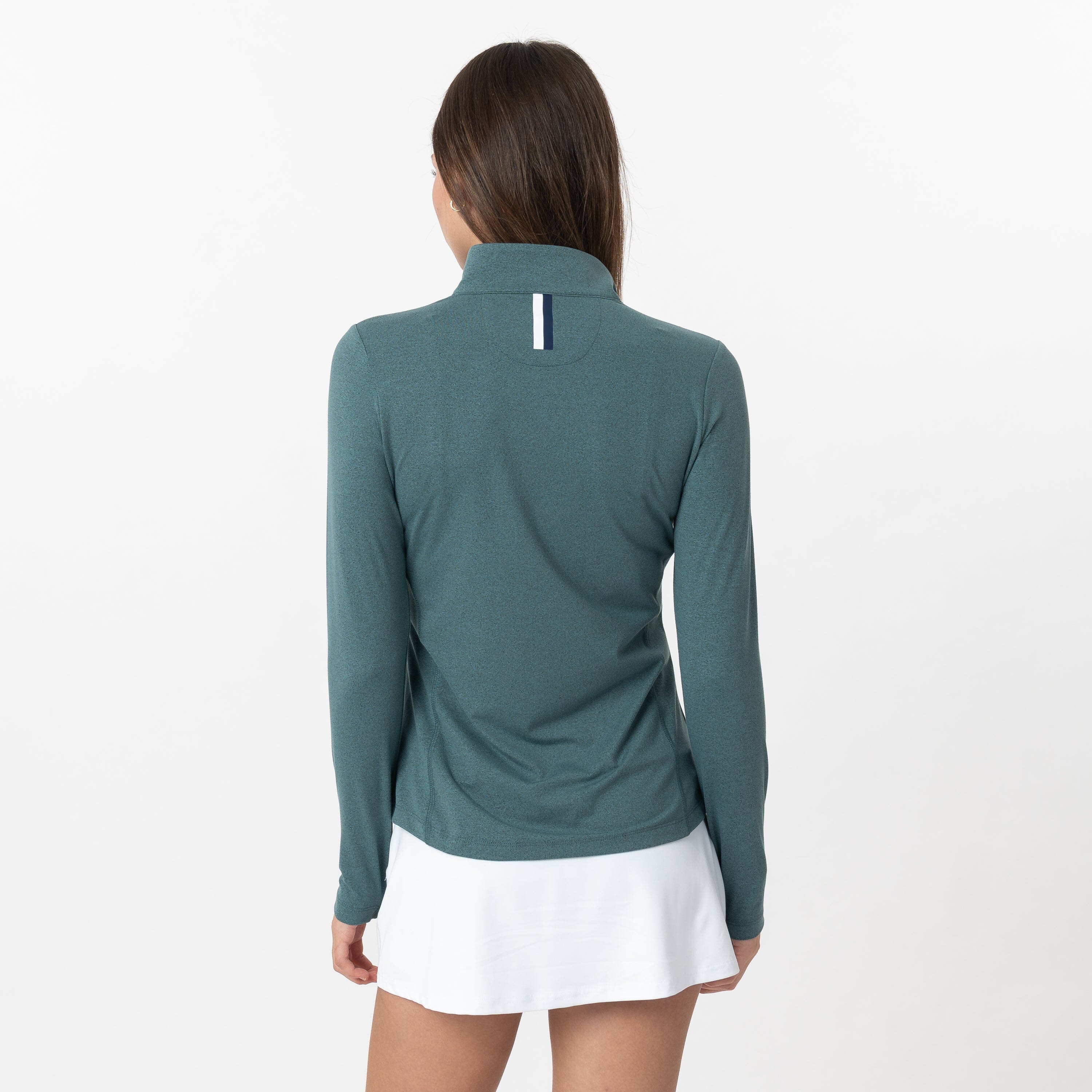 Alternative view of Heather Performance Q-Zip | Heather - Ponderosa Green/Jungle Green