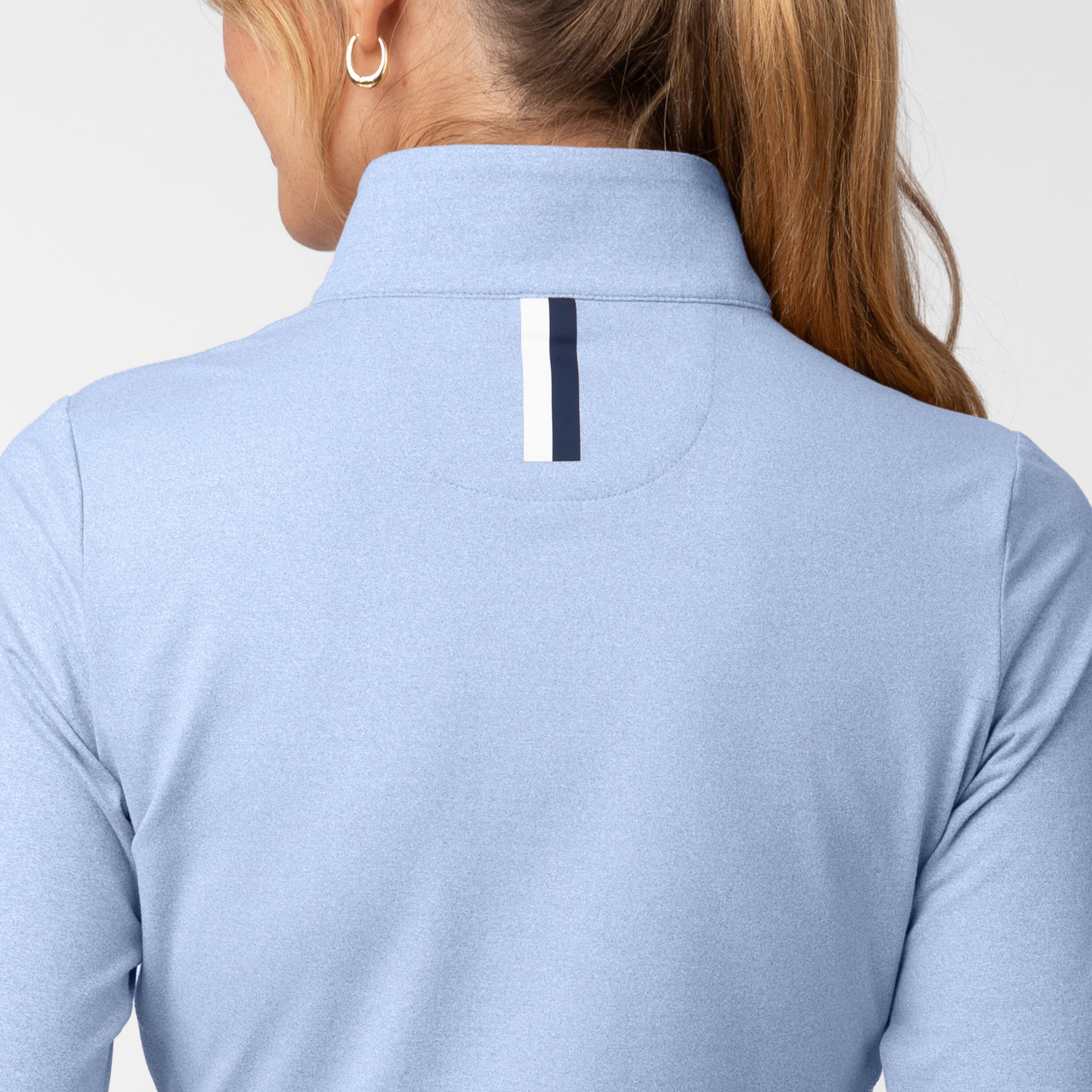 Alternative view of Heather Performance Q-Zip | Heather - Oxford Blue/White