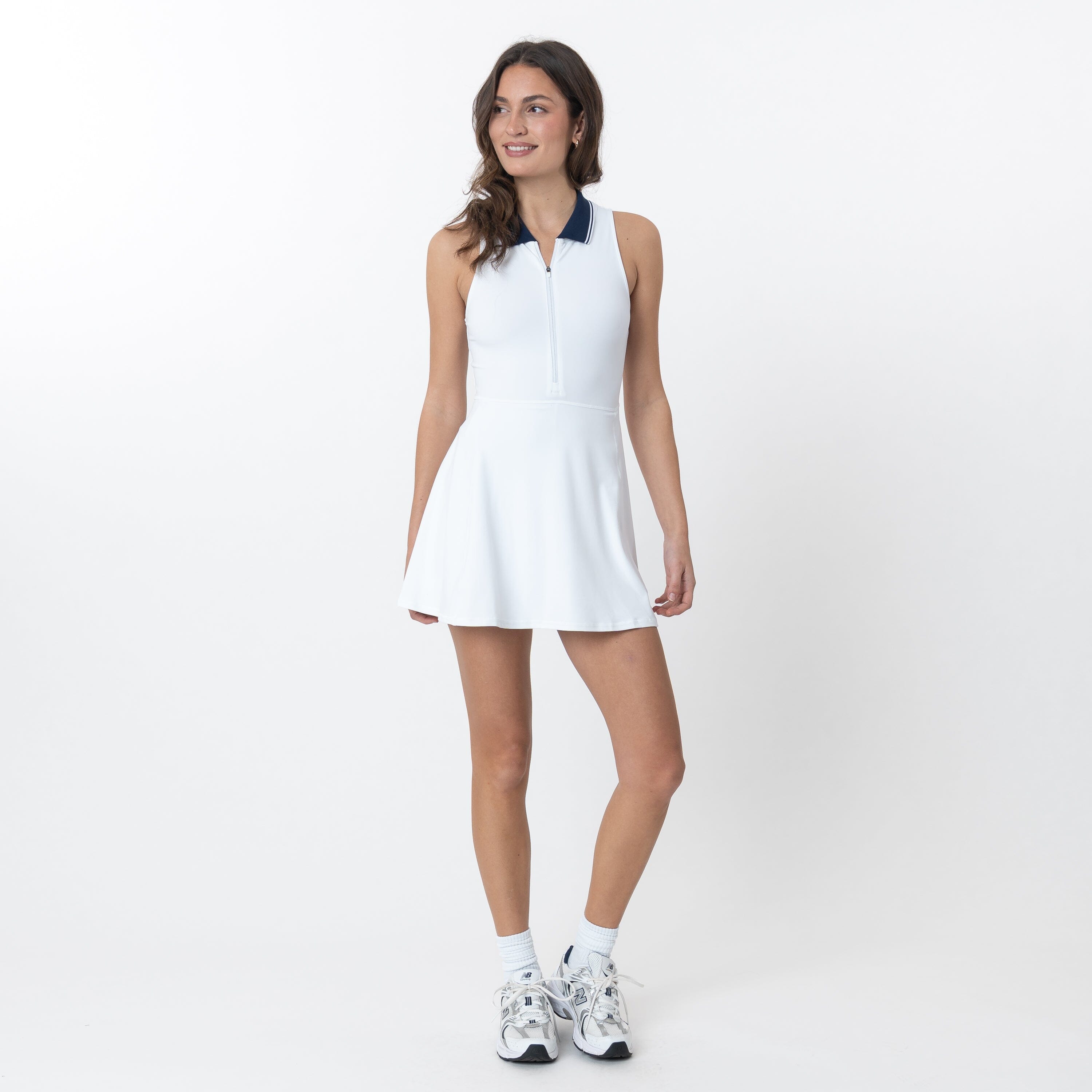 Alternative view of Melbourne Active Dress | Solid - White - Fleet Navy/White
