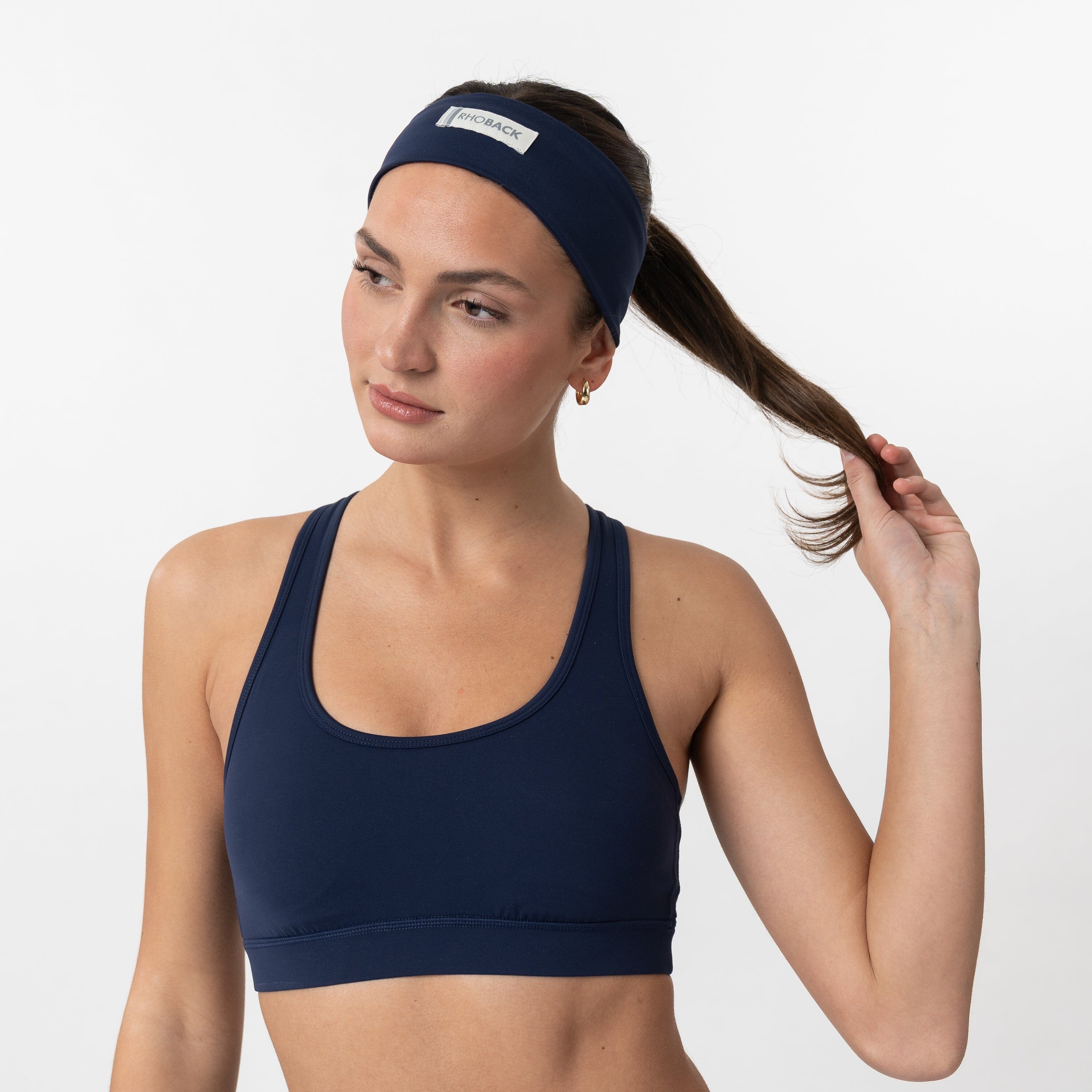 Alternative view of Vista Headband | Solid - Fleet Navy