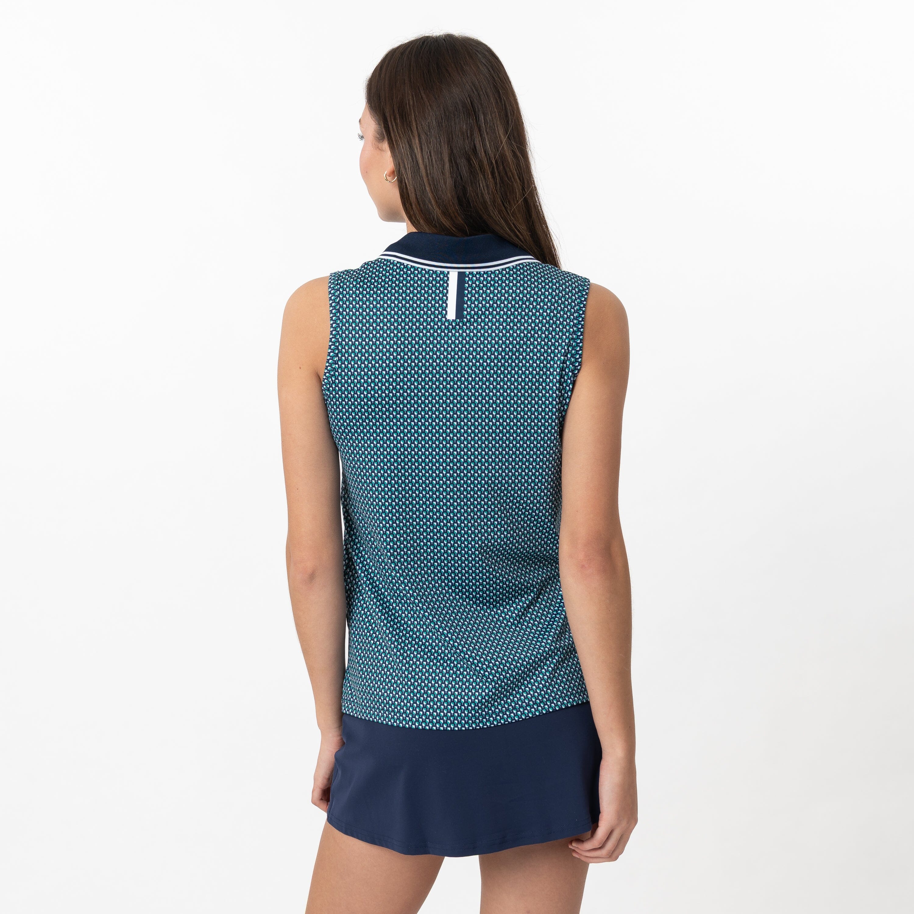 Alternative view of Brooke Sleeveless Performance Polo | The Paddle - Fleet Navy/Kelly Green