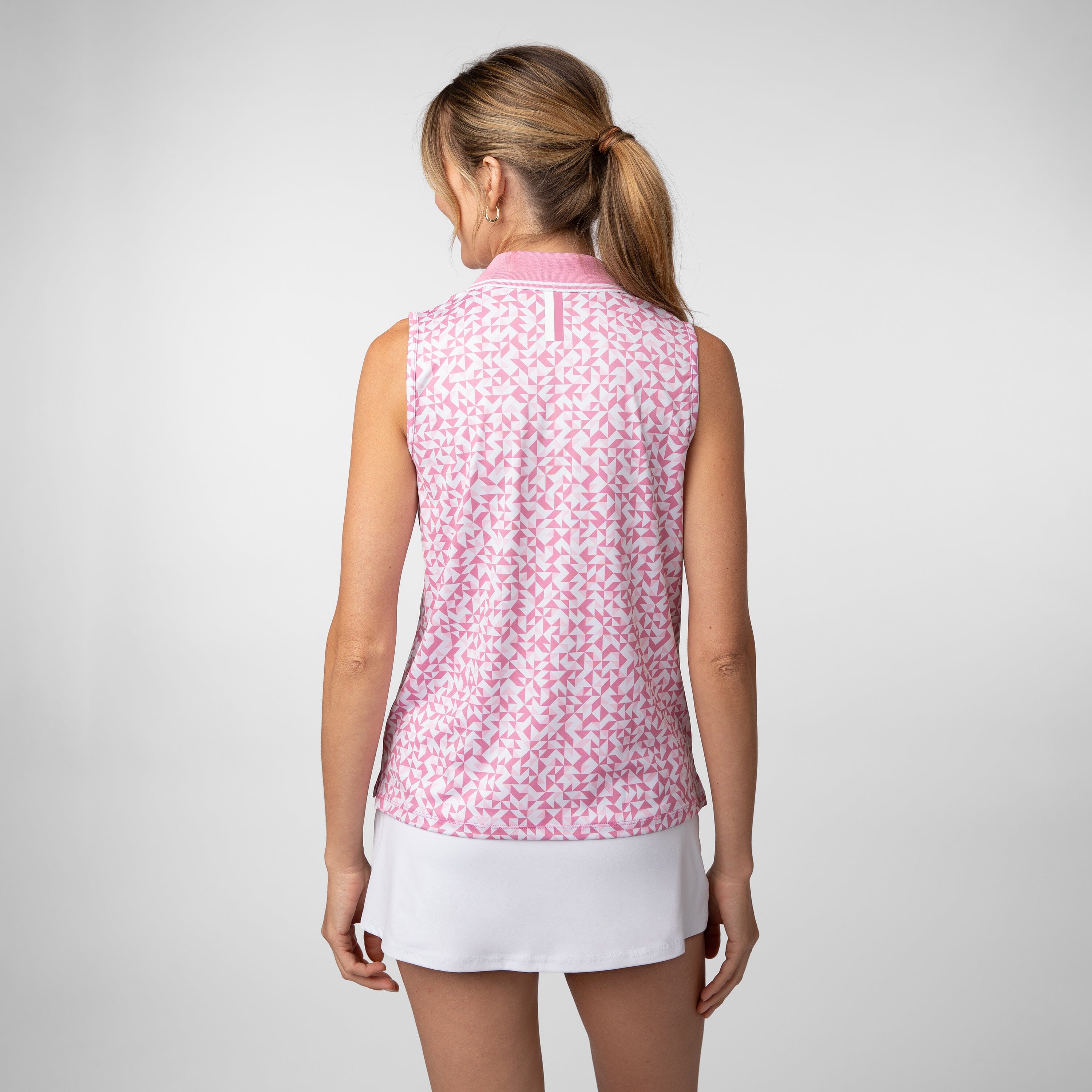 Alternative view of Brooke Sleeveless Performance Polo | The Prime - Cashmere Pink/White