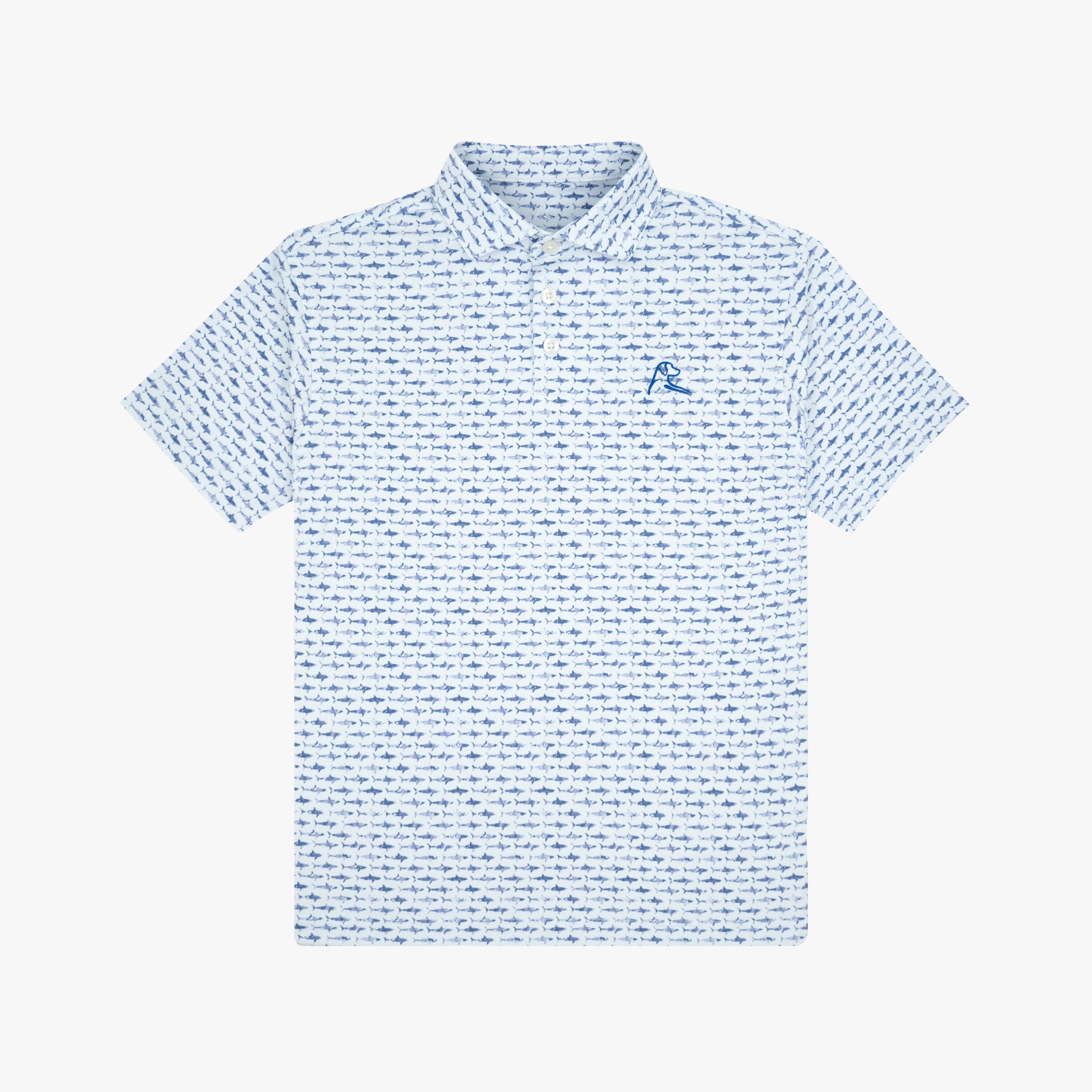 The Youth Shark | Performance Polo | The Shark - White/Lavender Blue