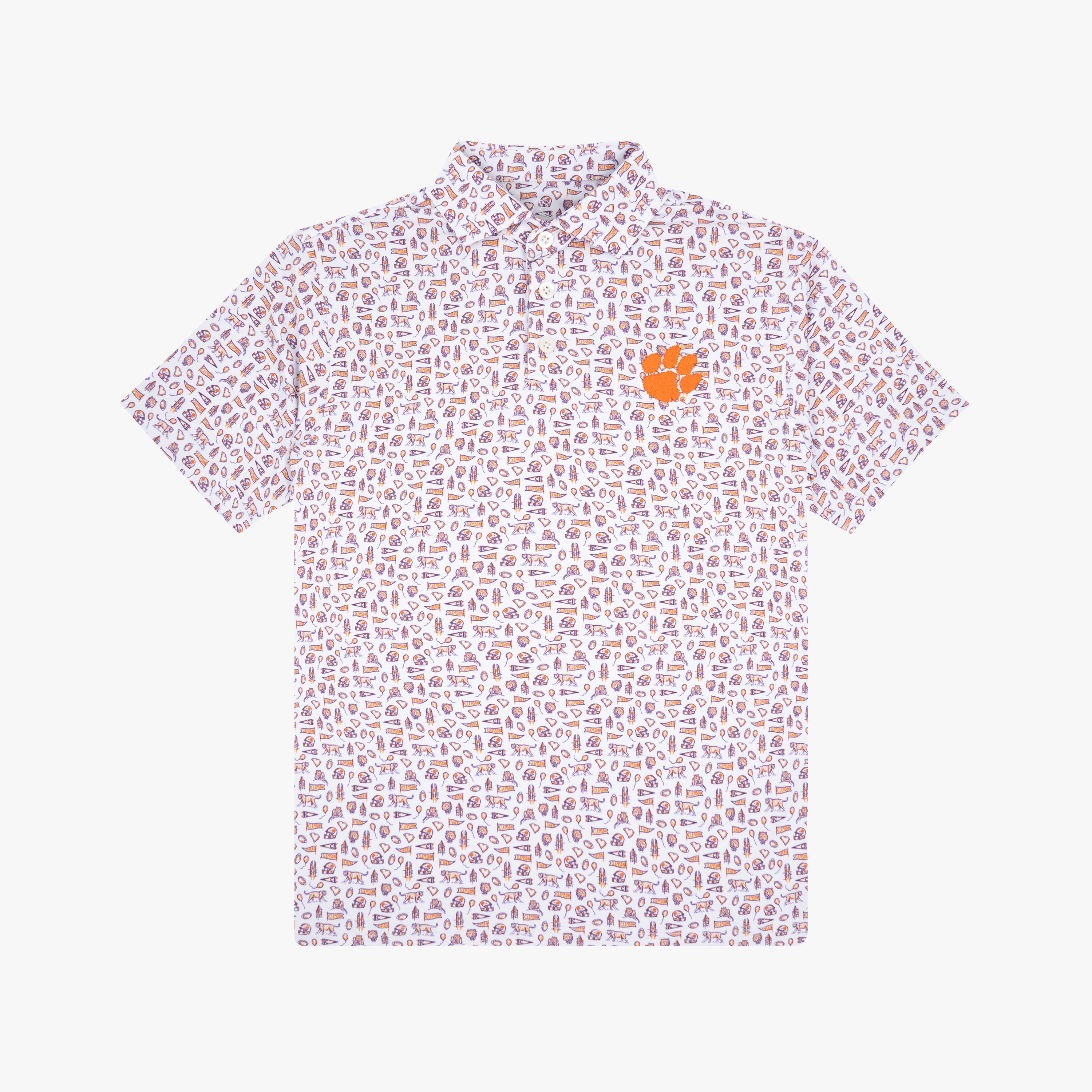 The Youth Clemson Gameday 2.0 | Collegiate Polo | The Clemson Gameday 2.0 - White/Plum Purple - 1