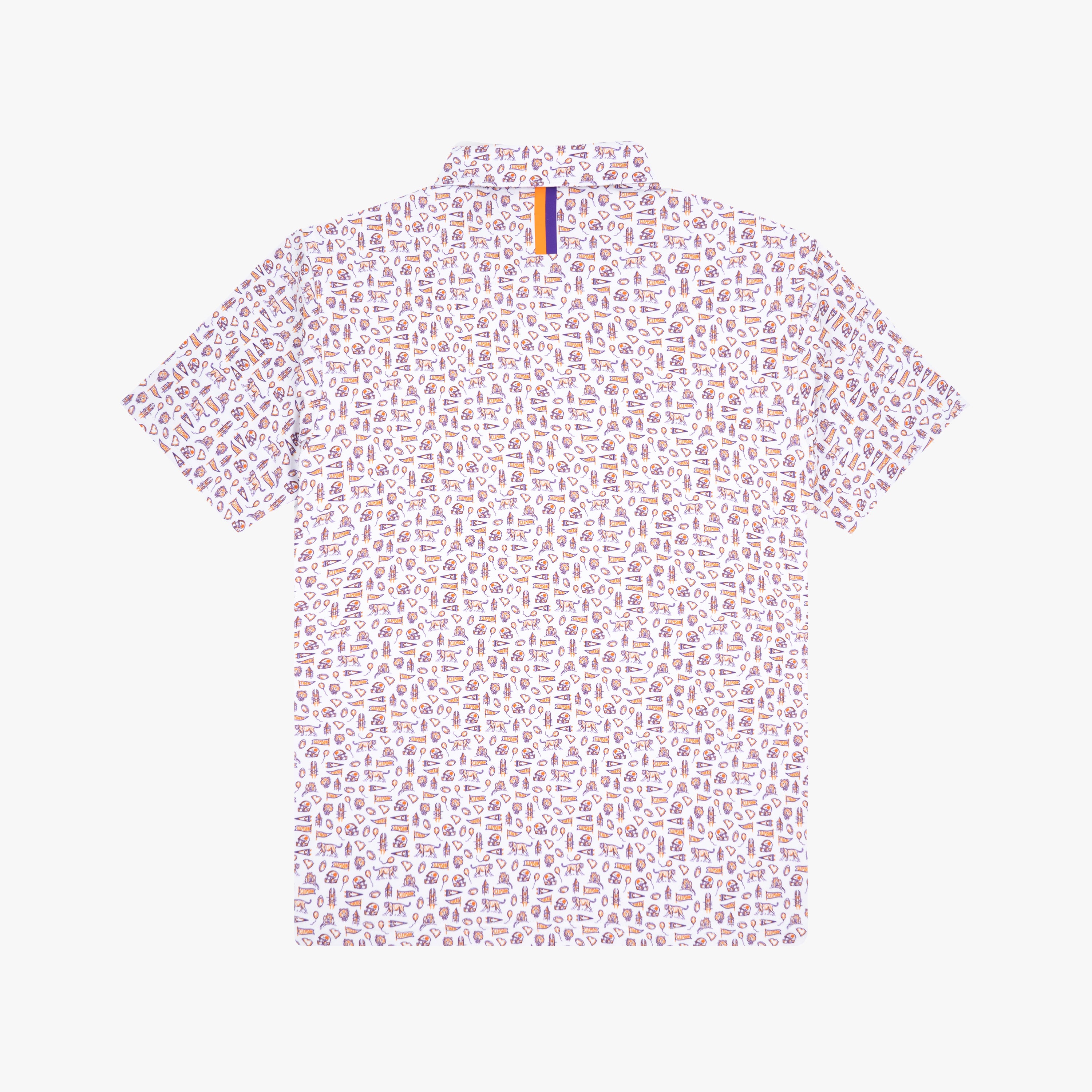 Alternative view of The Youth Clemson Gameday 2.0 | Collegiate Polo | The Clemson Gameday 2.0 - White/Plum Purple - 1