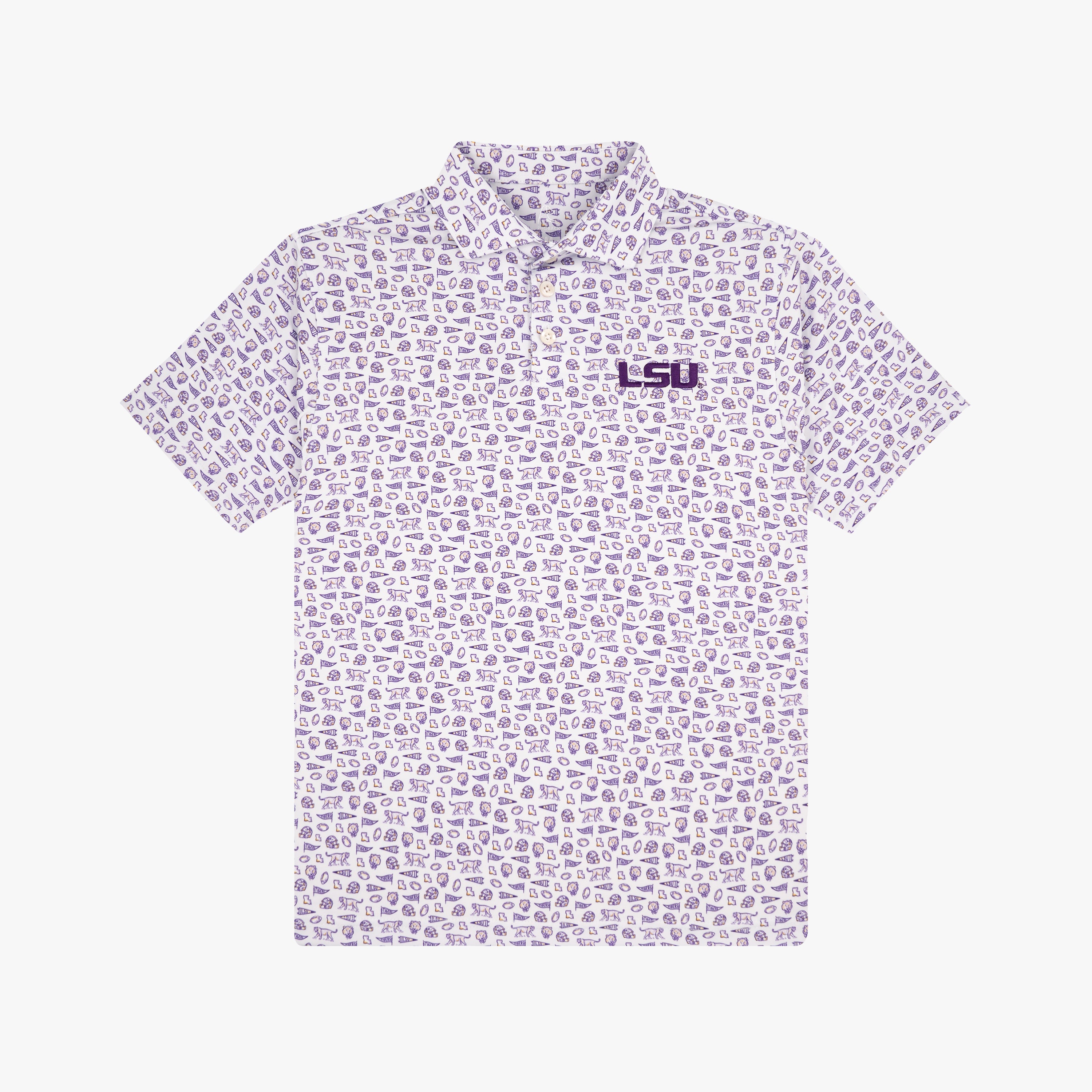 The Youth LSU Gameday 2.0 | Collegiate Polo | The LSU Gameday 2.0 - White/Reauxback Purple - 1