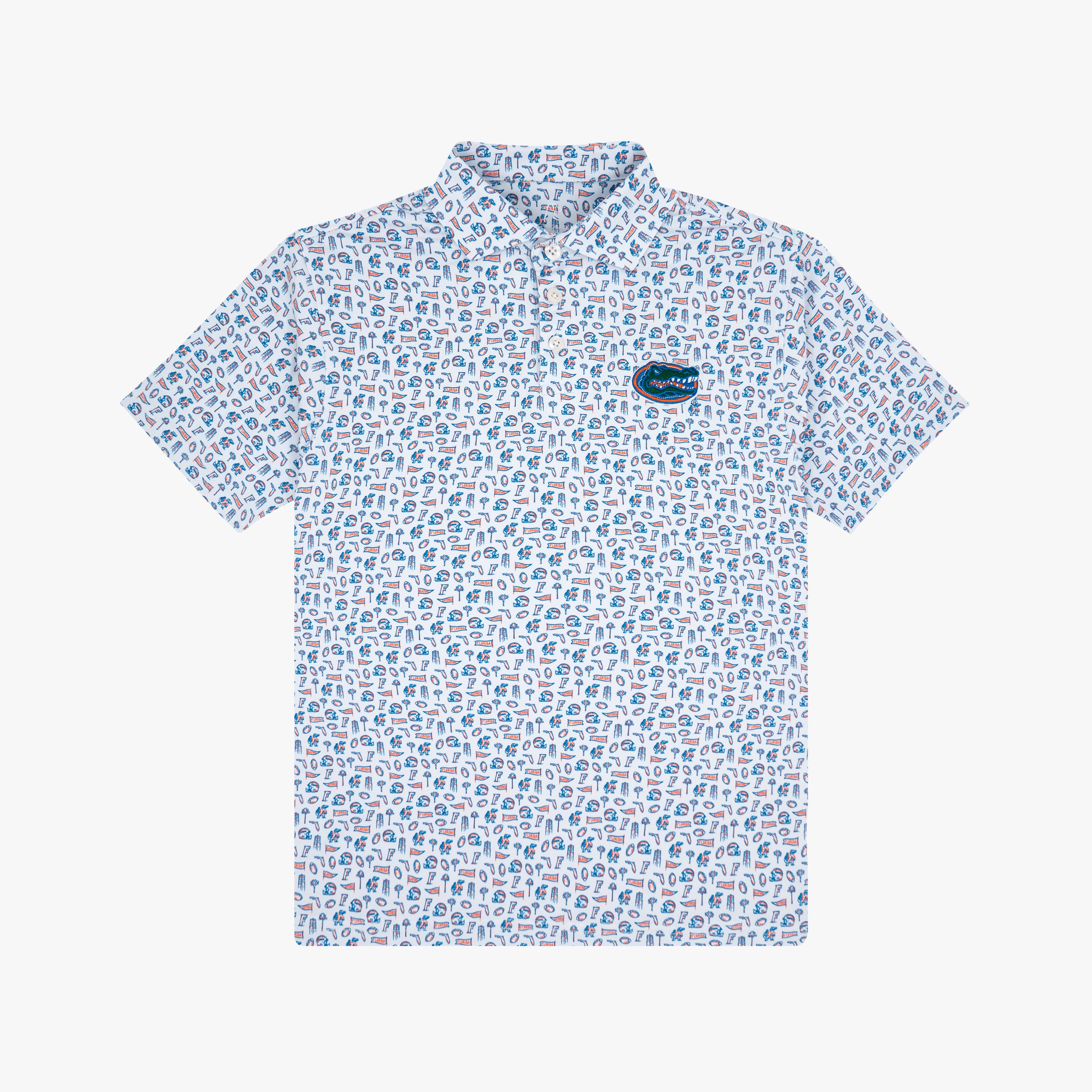 The Youth Florida Gameday 2.0 | Collegiate Polo | The Florida Gameday 2.0 - White/Ocean Blue - 1