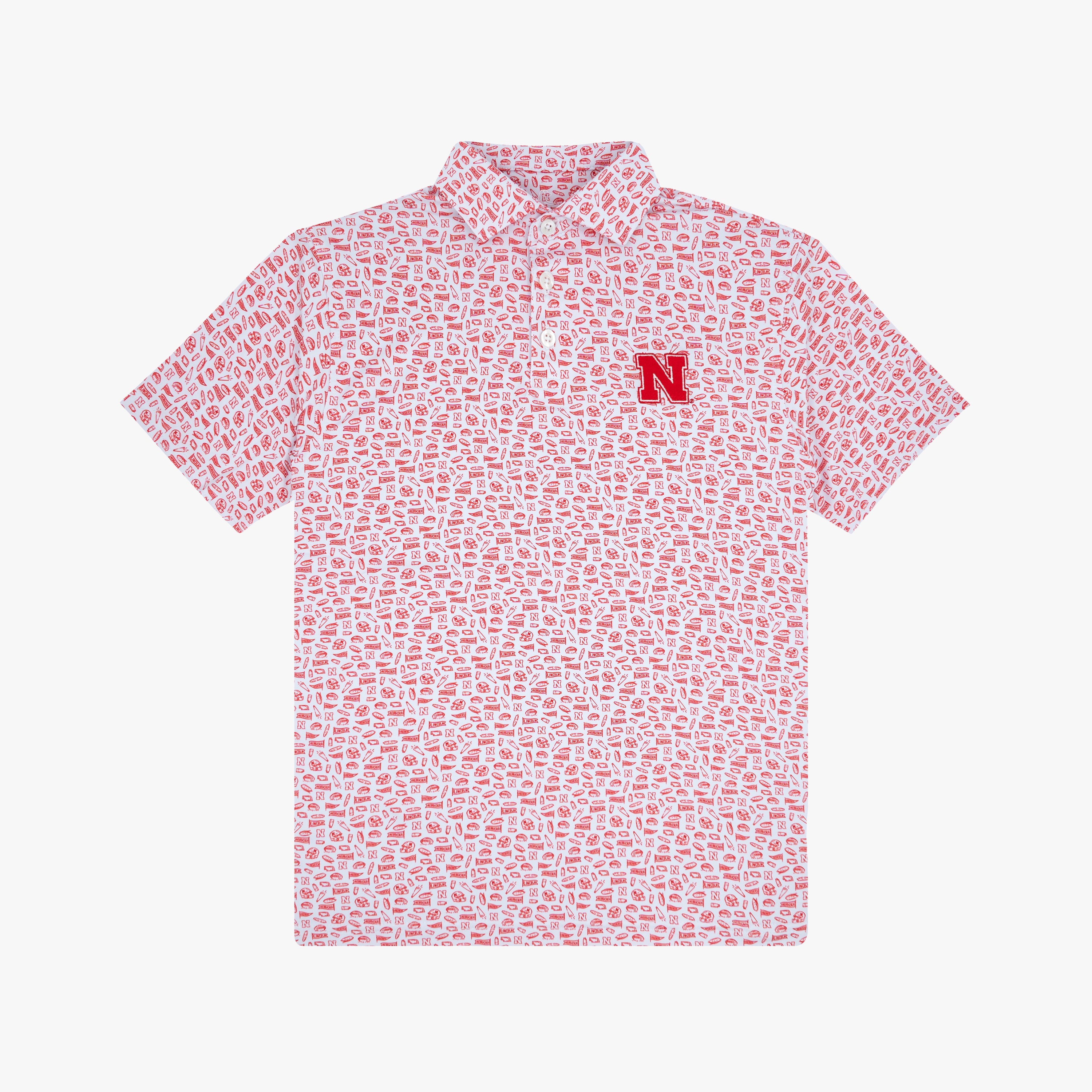 The Youth Nebraska Gameday 2.0 | Collegiate Polo | The Nebraska Gameday 2.0 - White/Cherry Red - 1