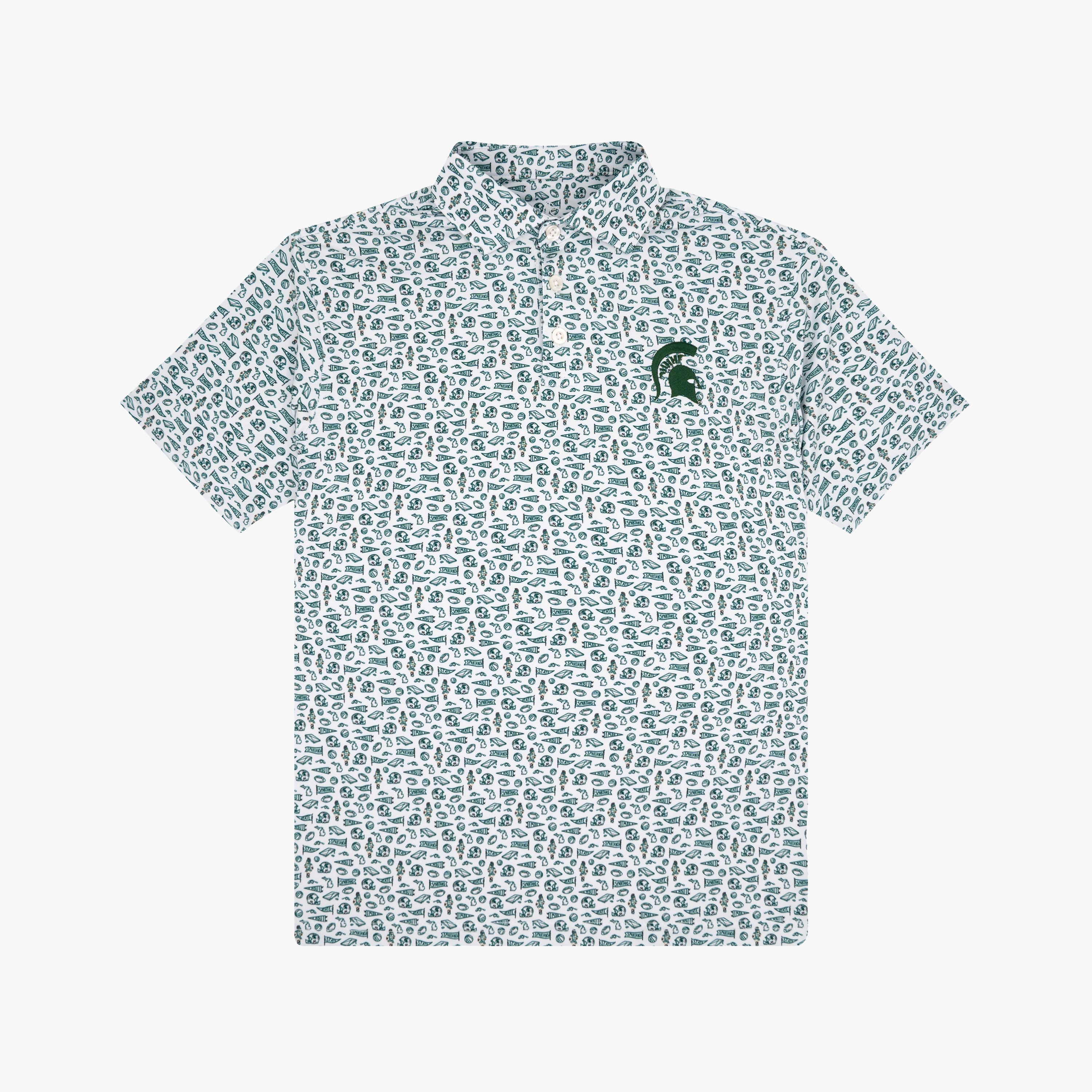 The Youth Michigan State Gameday 2.0 | Collegiate Polo | The Michigan State Gameday 2.0 - White/Forest Green - 1